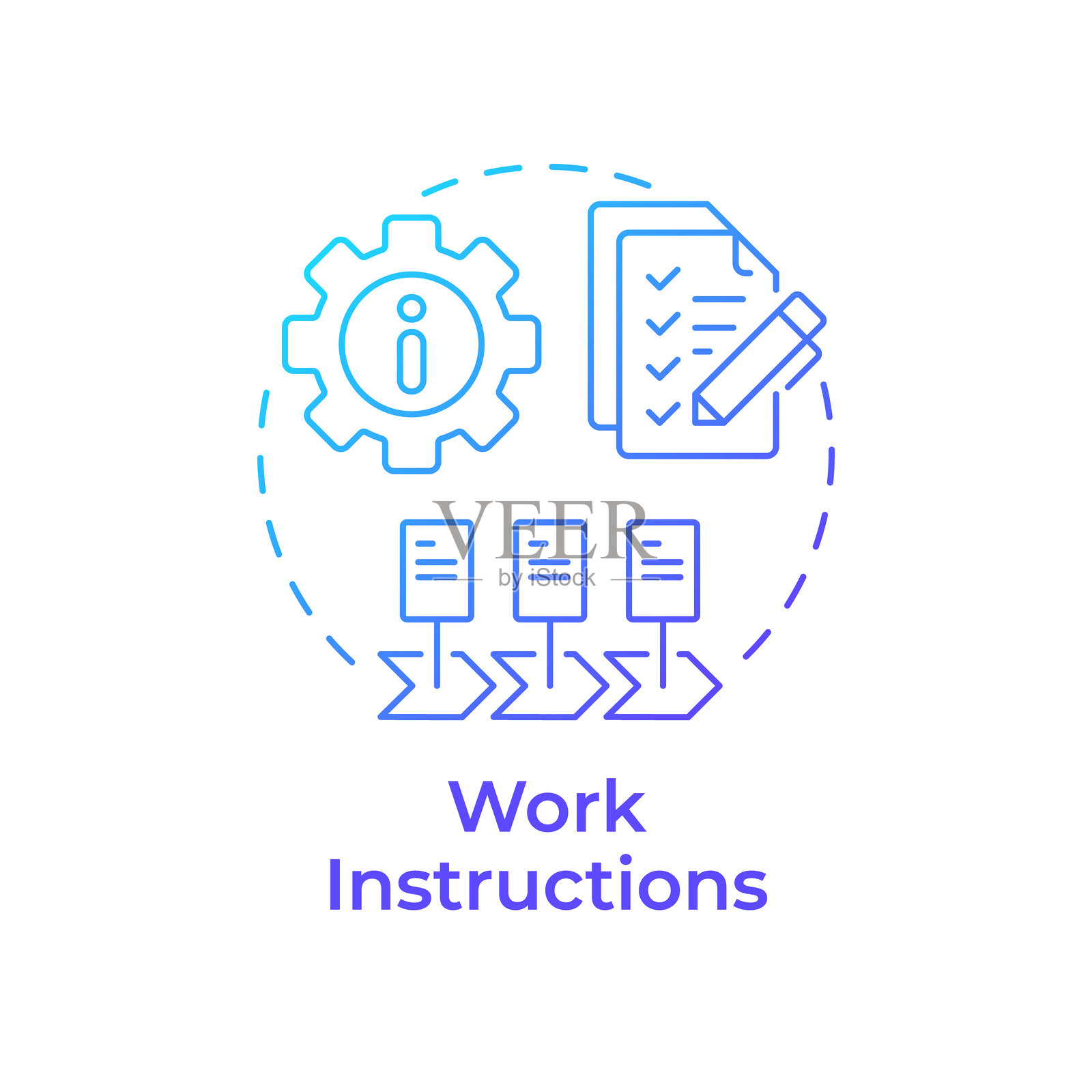 工作指示蓝色渐变概念图标插画图片素材