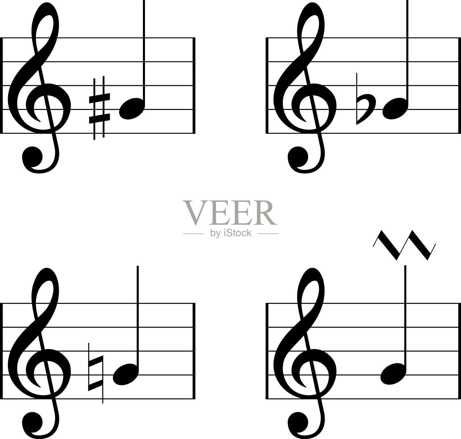 音乐音符图标集。音乐音符矢量插图。插画图片素材