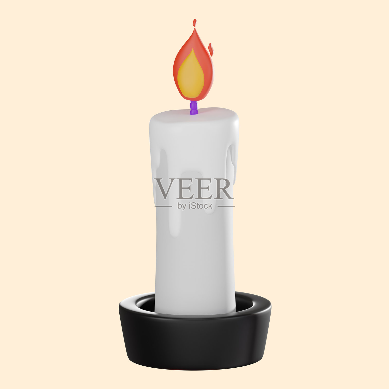 3D万圣节蜡烛插图，恐怖蜡烛图标用于惊悚装饰照片摄影图片