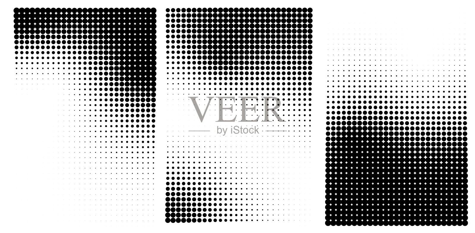 抽象半色调点状背景。点画风格渐变图案，点状图形，雨点噪声半色调对象。矢量模板插画图片素材