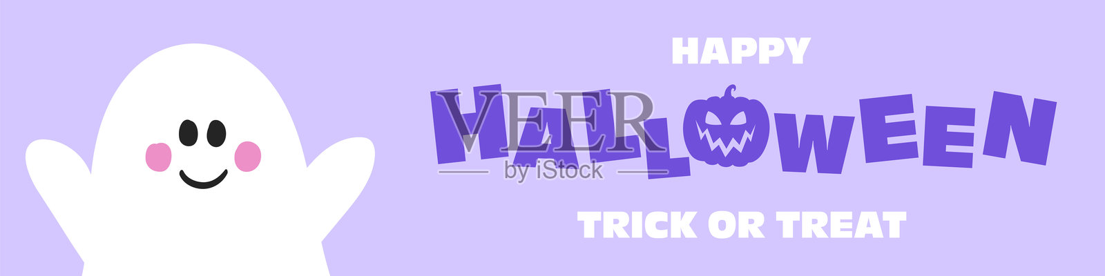 万圣节快乐。带有可爱鬼魂的横幅。矢量插图插画图片素材
