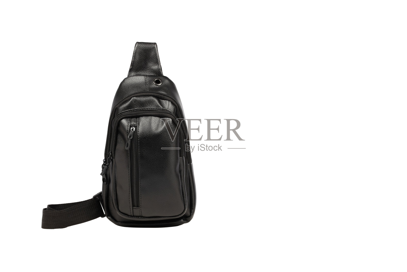 多口袋紧凑型黑色皮革单肩包，适合日常使用、旅行和休闲外出 - 多功能时尚斜挎包照片摄影图片