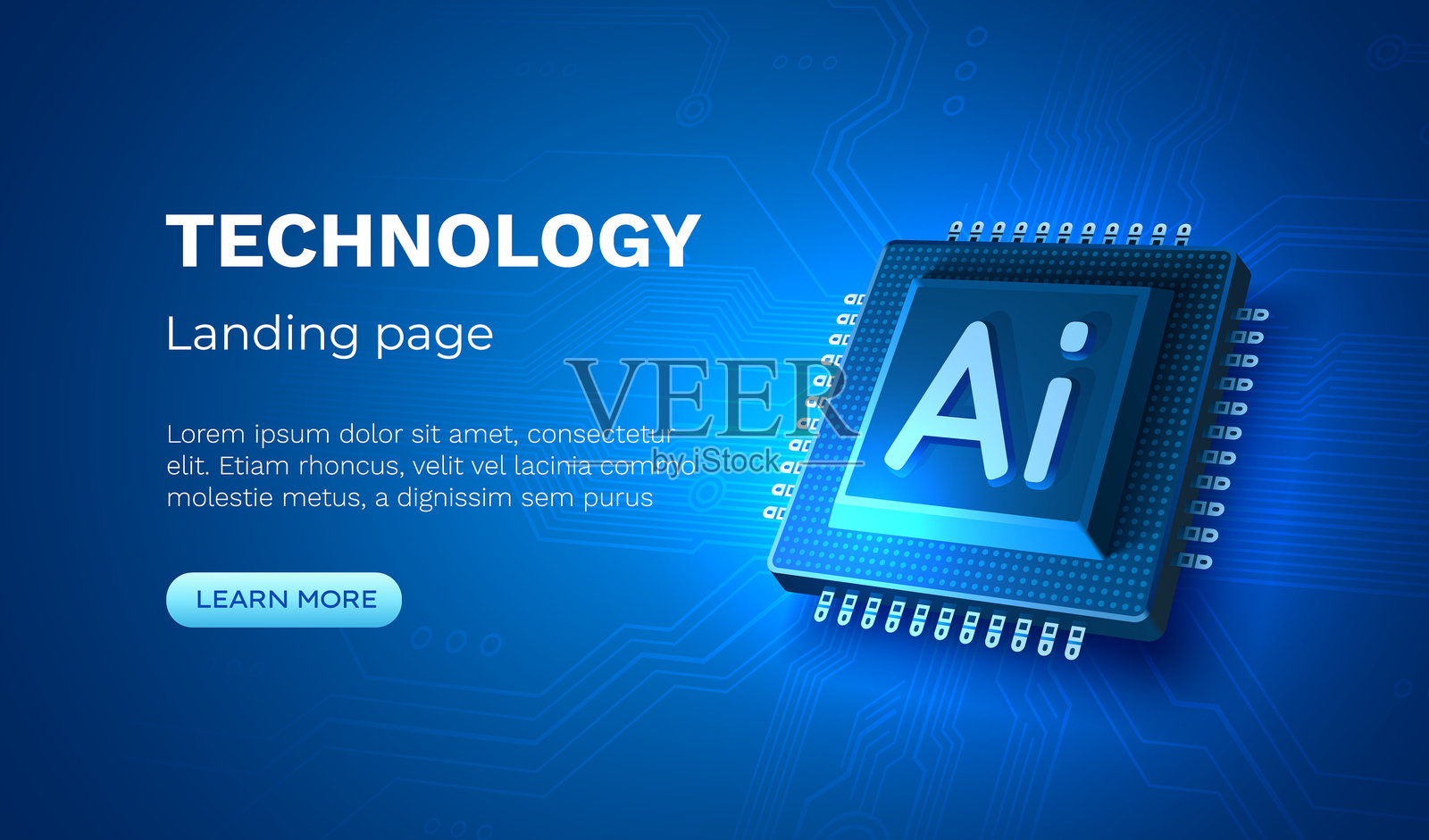 人工智能芯片，创新科技，人工智能艺术技术。矢量插图插画图片素材