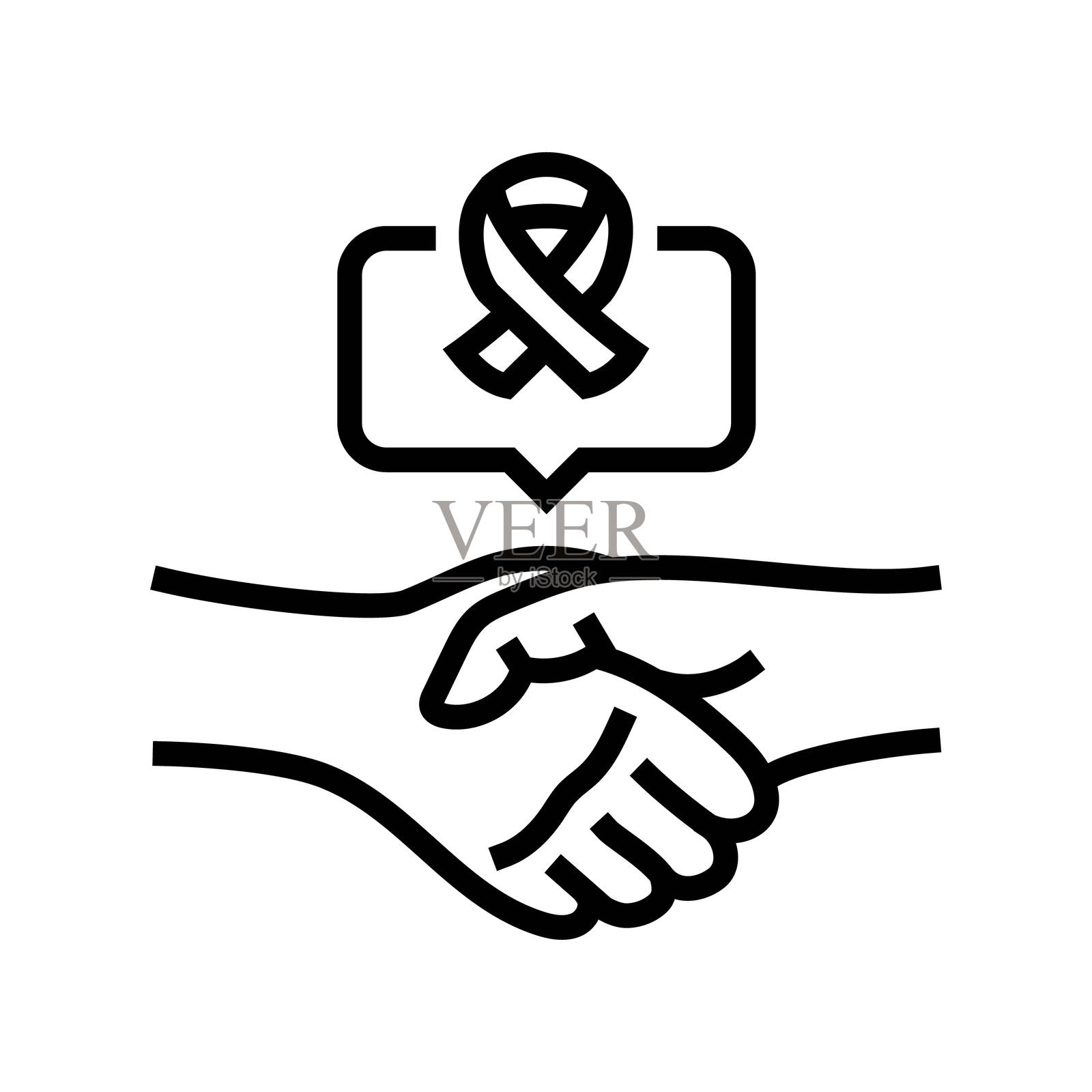 癌症治疗支持小组线条图标插图插画图片素材