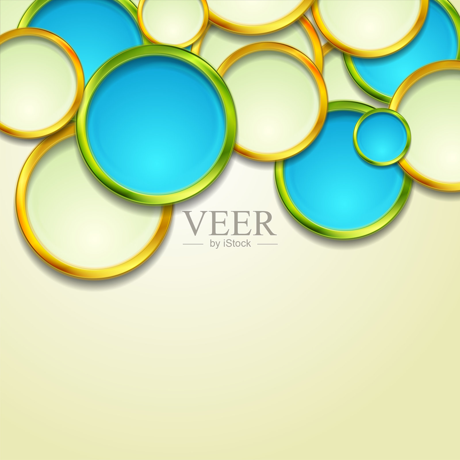 色彩斑斓的光泽圆圈抽象科技几何背景插画图片素材