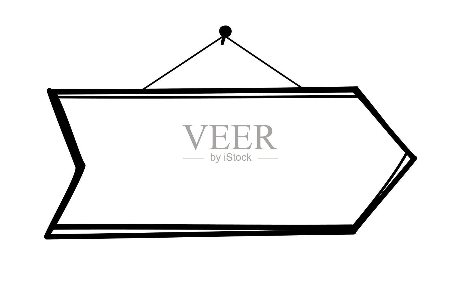 手绘招牌，标牌，悬挂的告示牌，商店门口的空白涂鸦标志插画图片素材