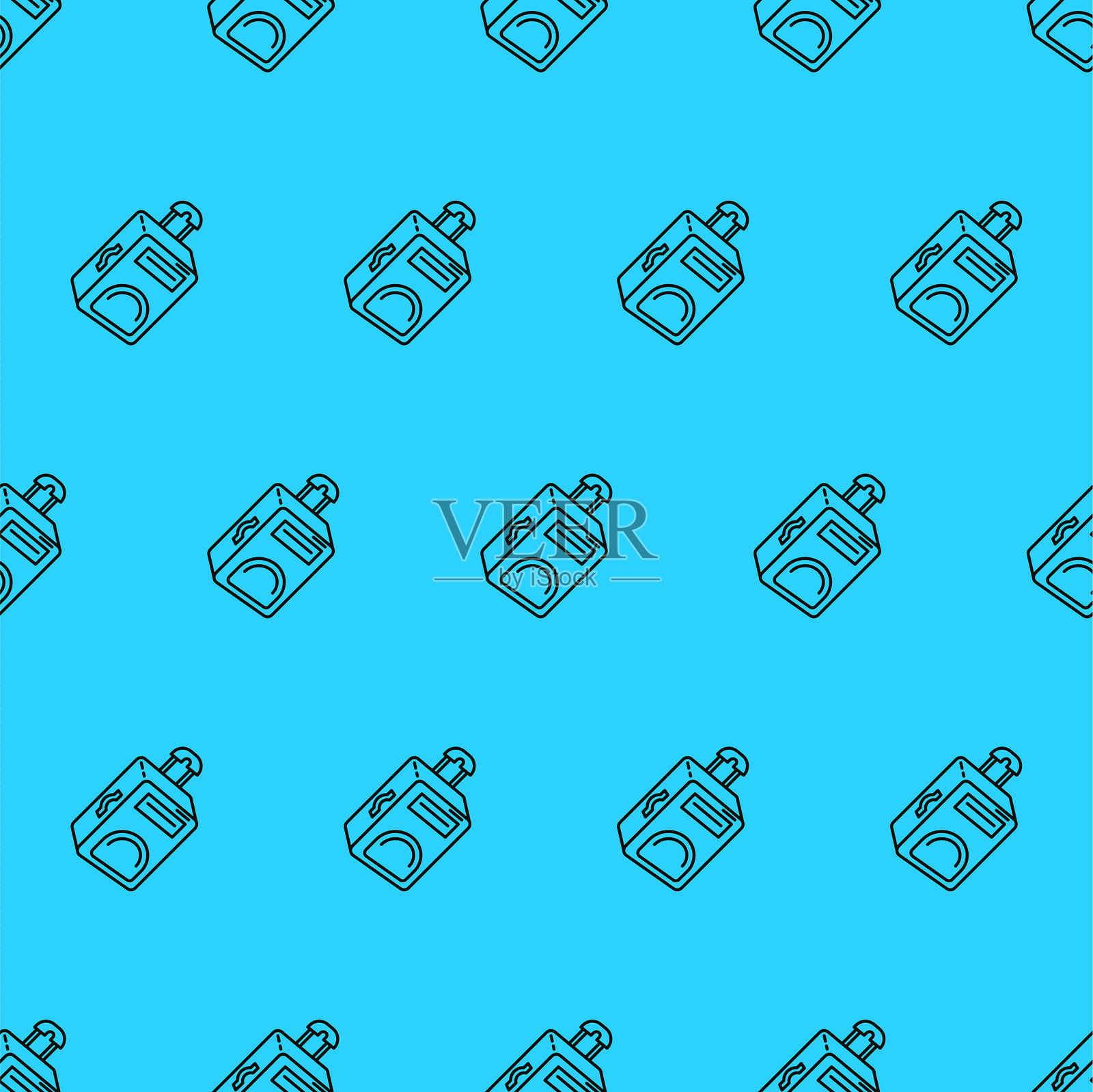 无缝图案背景，带有单线条夏季图标插画图片素材