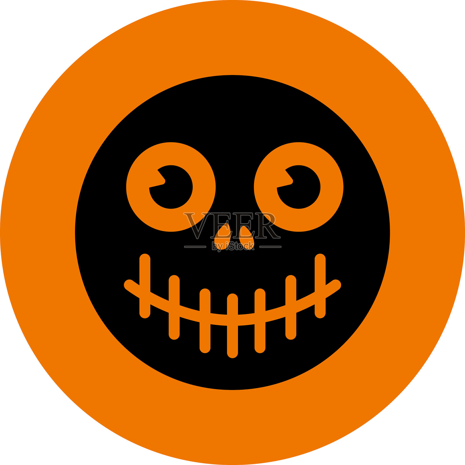 万圣节的恐怖、吓人和搞笑面孔。南瓜剪影。鬼魂图形的阴森面孔。万圣节恐怖情感图标、标志和符号。矢量插图。插画图片素材