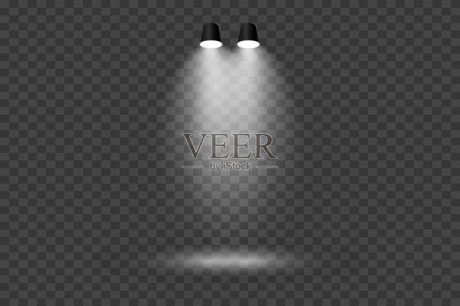 魔幻舞台灯光效果。聚光灯光效。插画图片素材