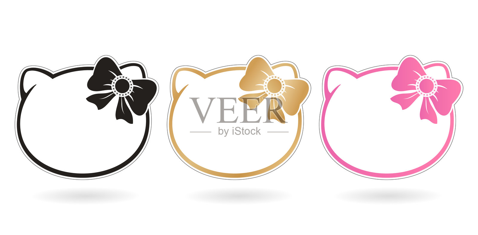 凯蒂猫钥匙链挂件，框架头部面孔插画图片素材