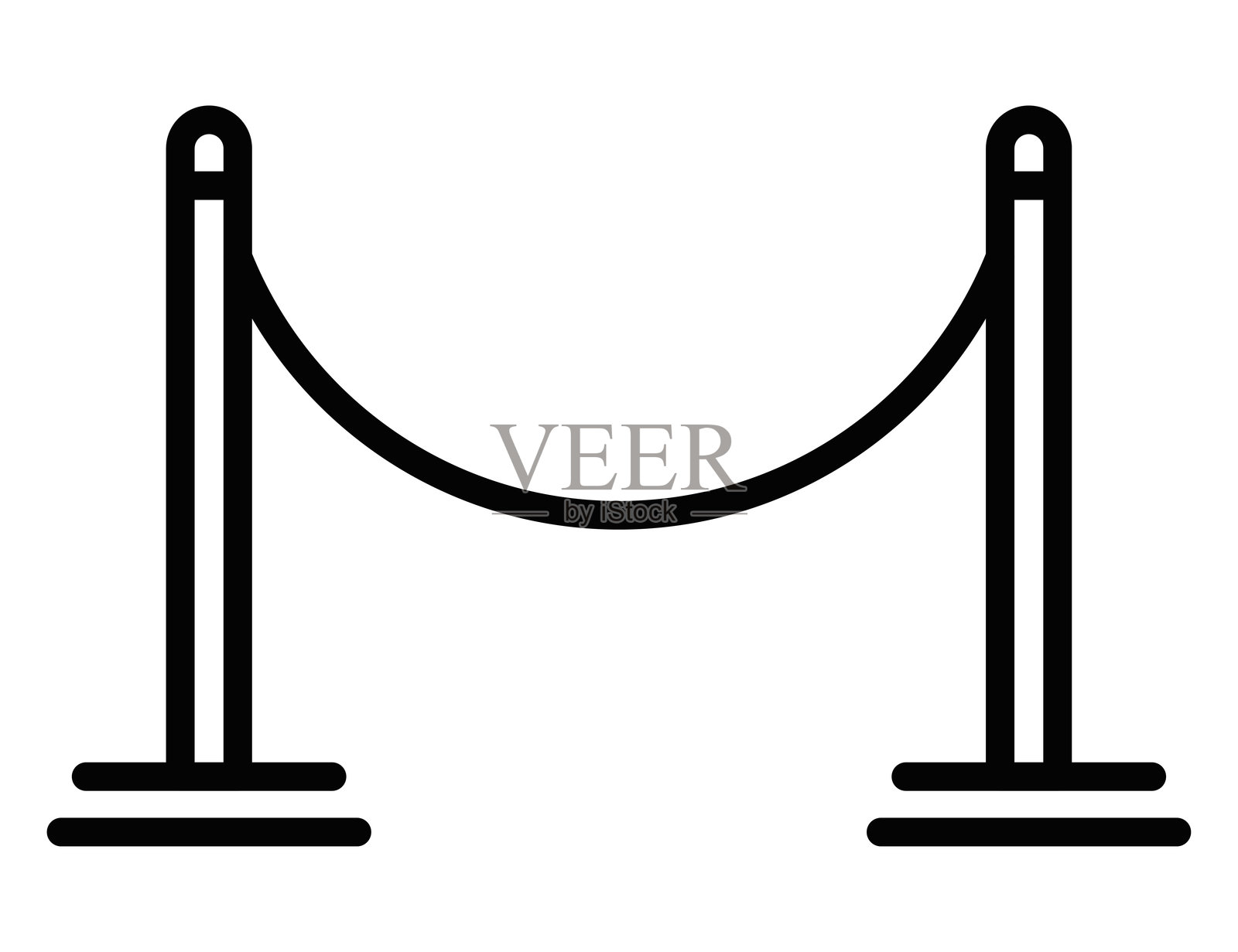 优雅的绳索障碍的矢量图标，适用于活动管理、贵宾区或专属场所。可编辑的线条。插画图片素材