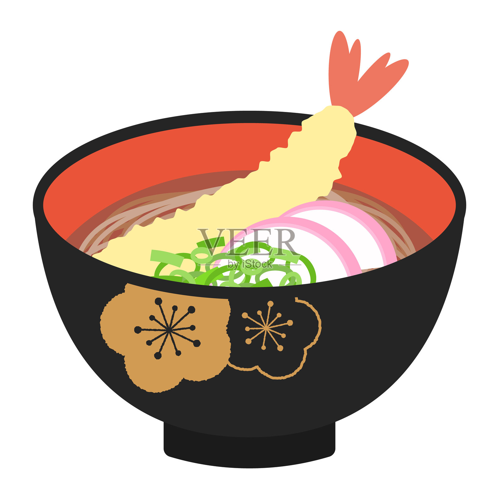 天妇罗荞麦面的矢量插图插画图片素材