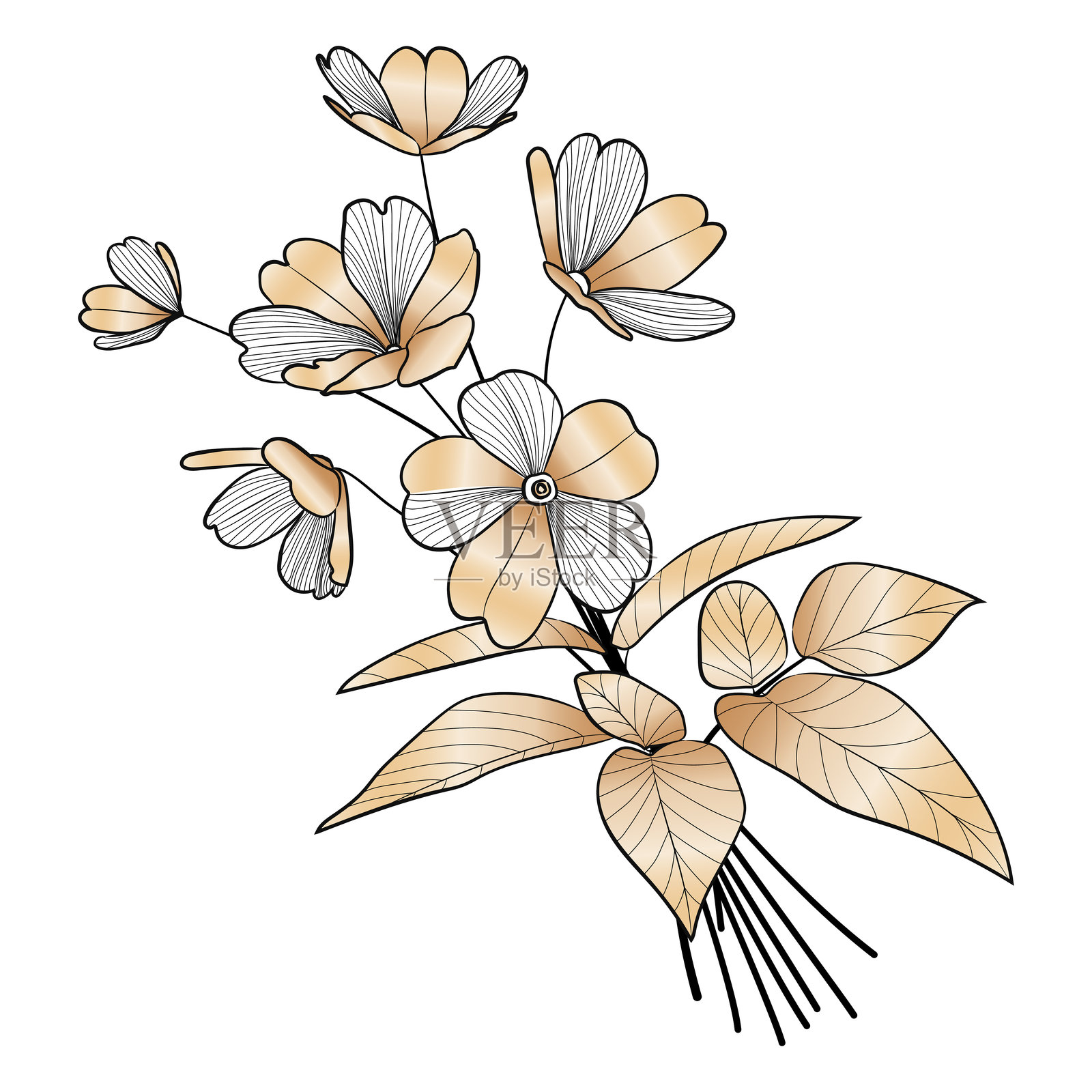 手绘花朵。现代创意设计。矢量插图插画图片素材