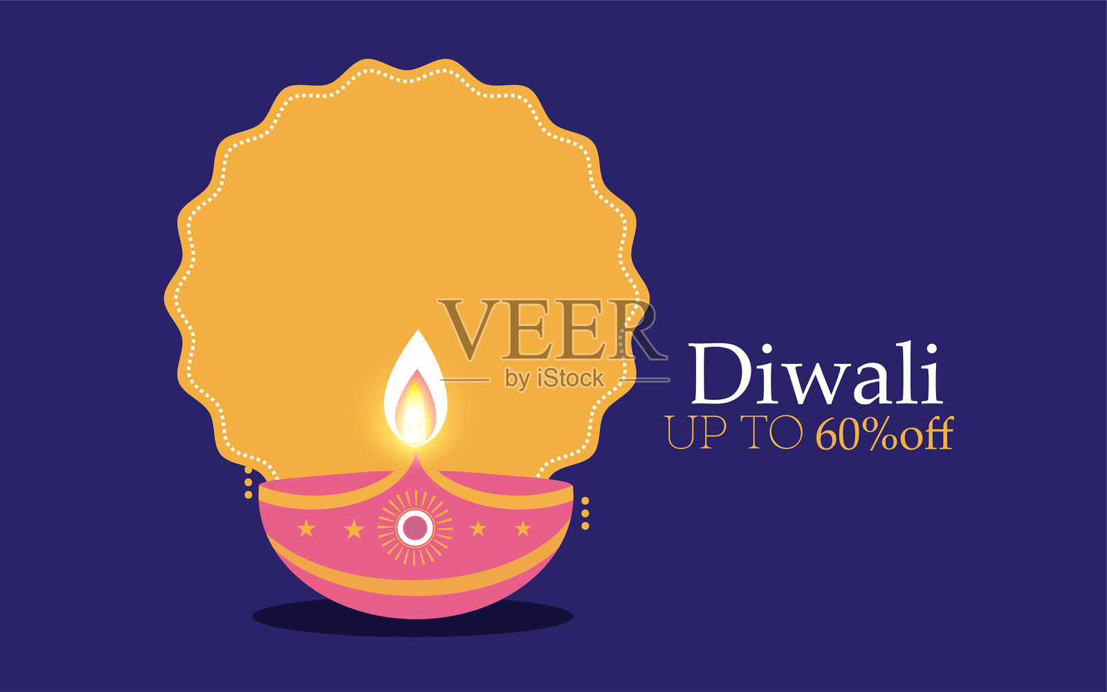 排灯节与传统油灯的问候插画图片素材