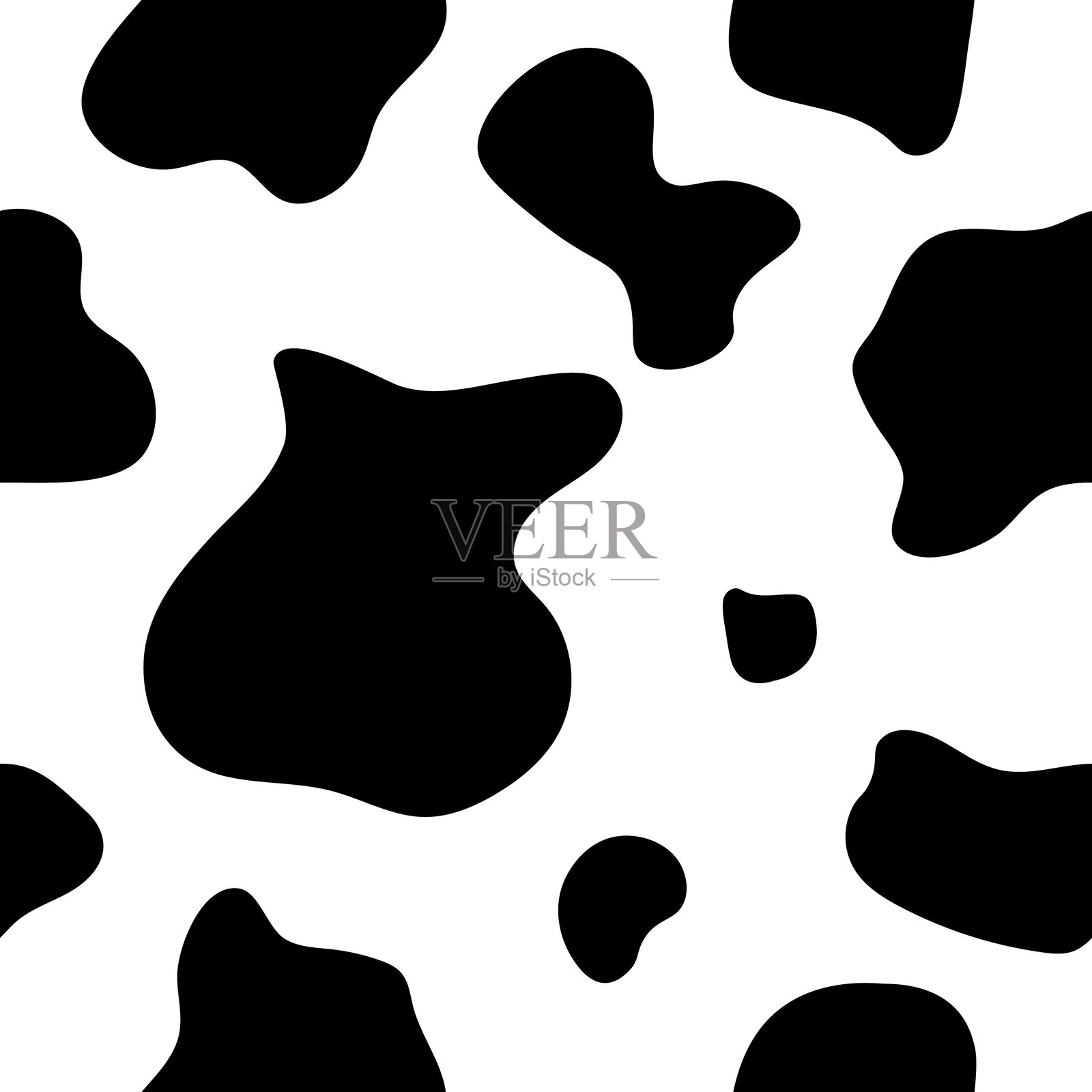 黑白牛皮肤纹理斑点。时尚、包装、面料等的流行动物纹理无缝图案。插画图片素材