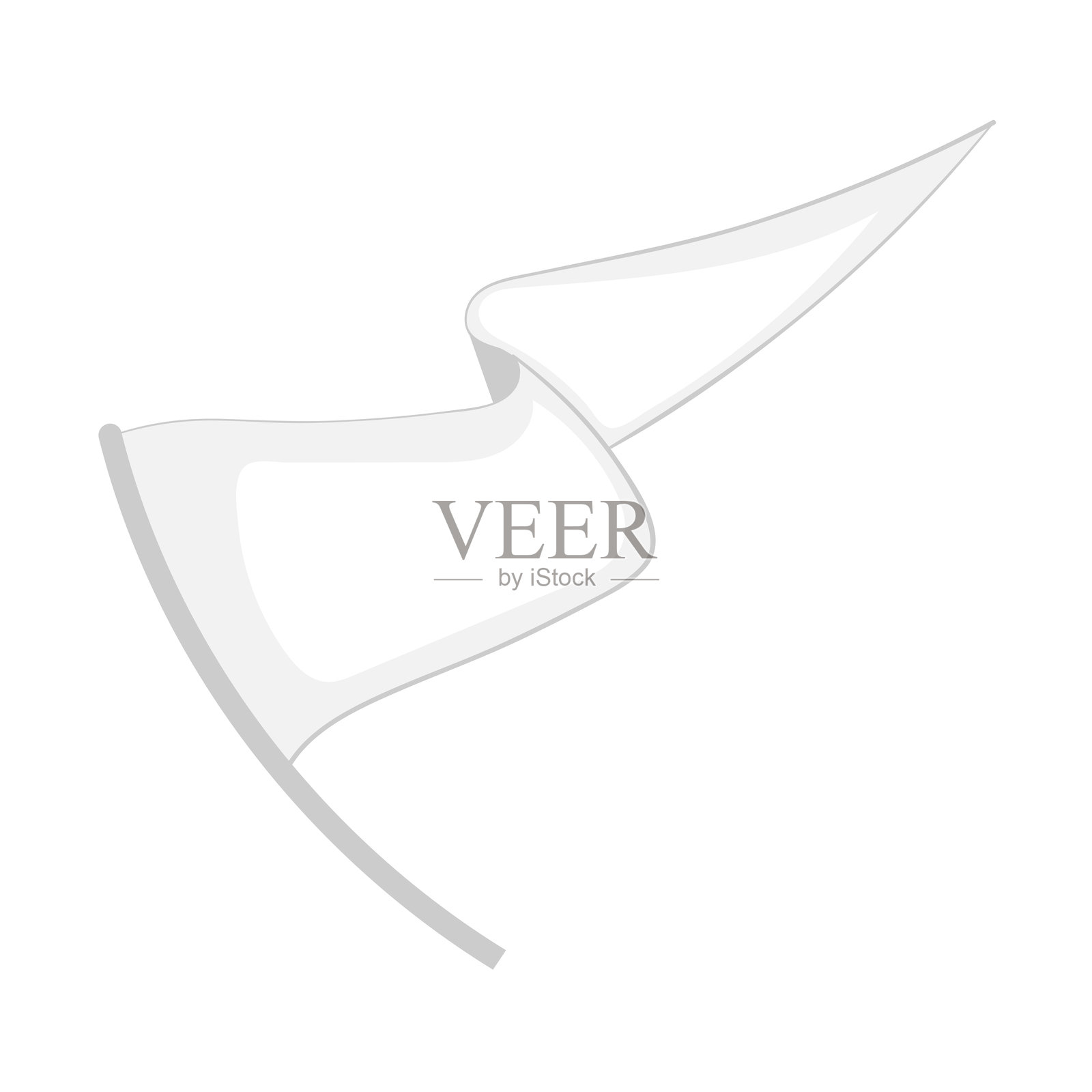 白色背景上飘动效果的白色旗帜，矢量插图插画图片素材