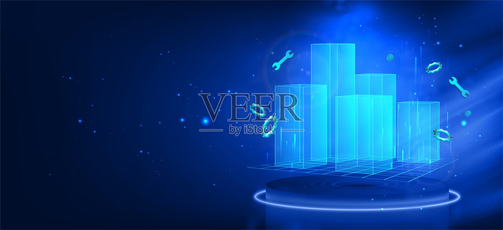 建筑信息模型：城市街区3D全息影像插画图片素材