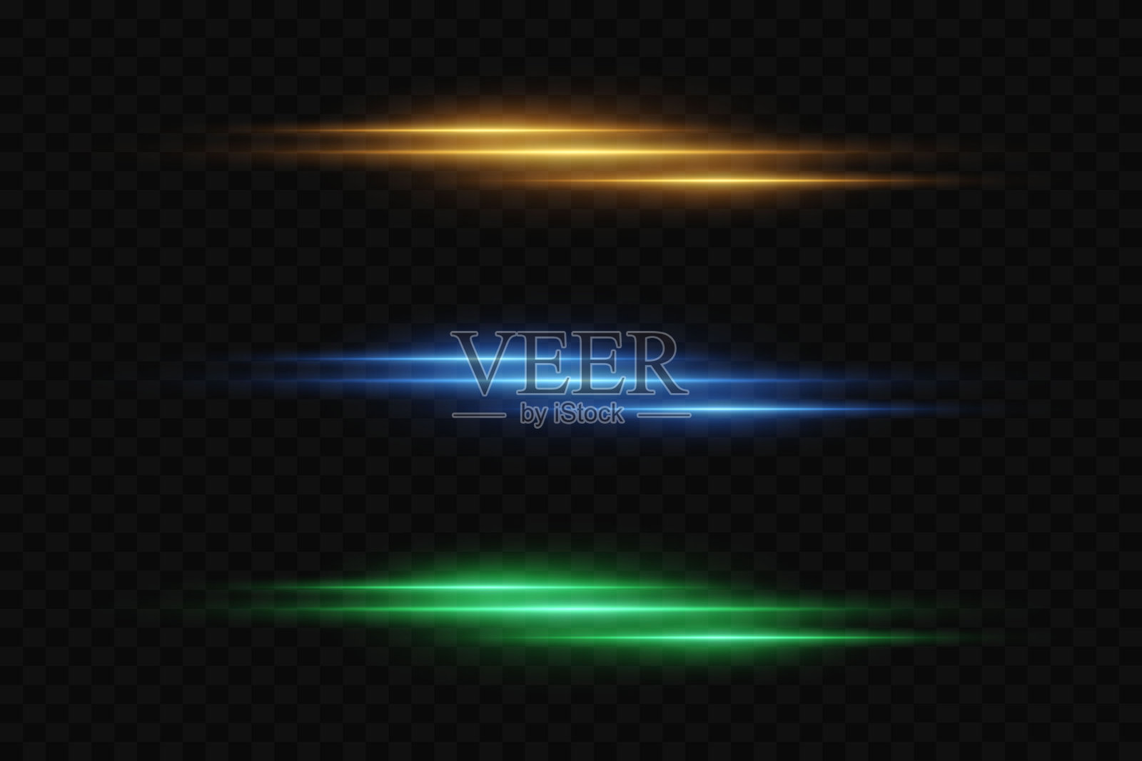 霓虹线条、激光束、霓虹灯光的集合。插画图片素材