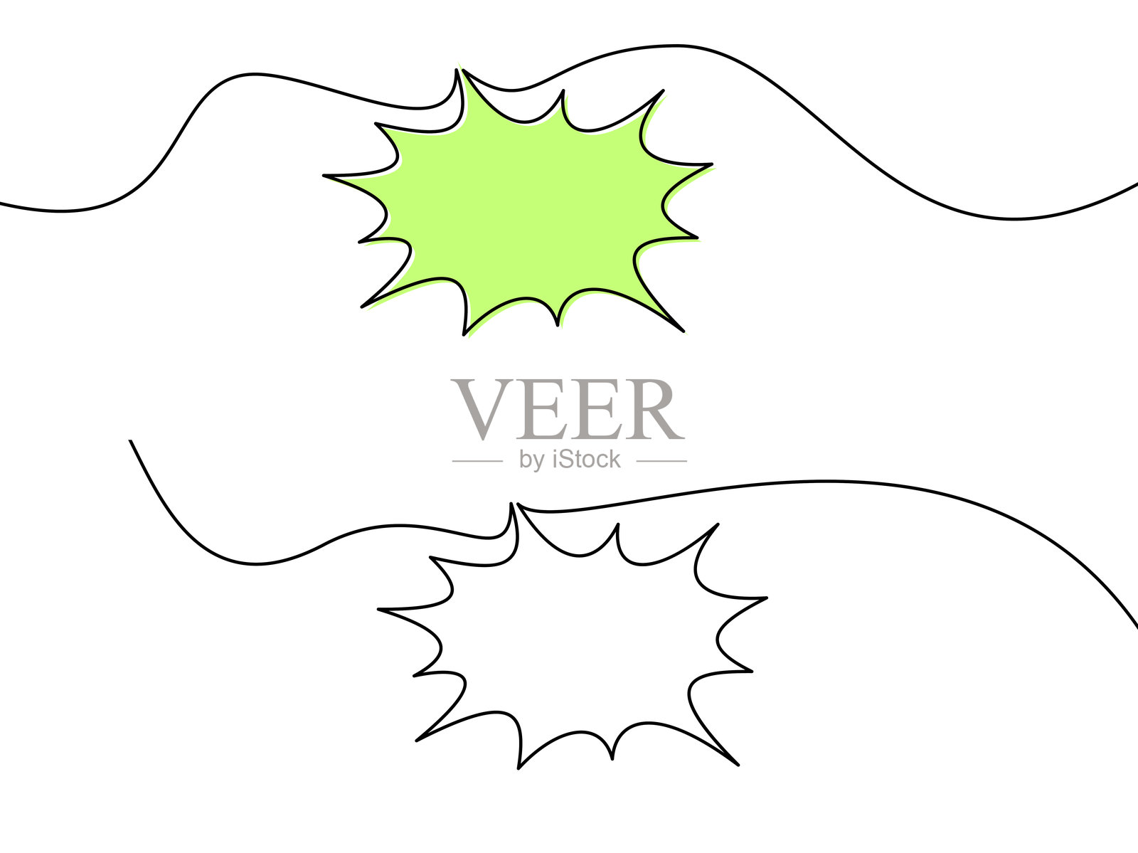绿色和白色的星爆线条艺术，带有弯曲线条插画图片素材