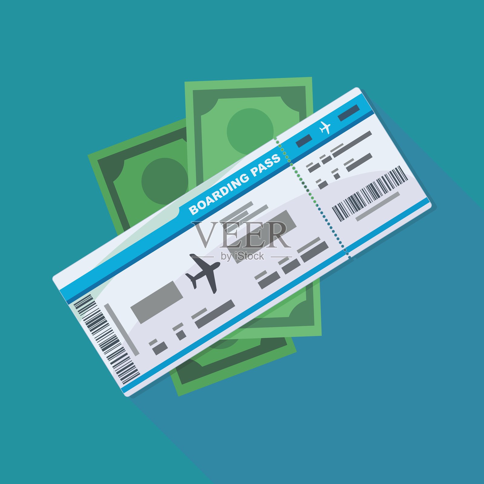 机票费用（扁平风格）插画图片素材