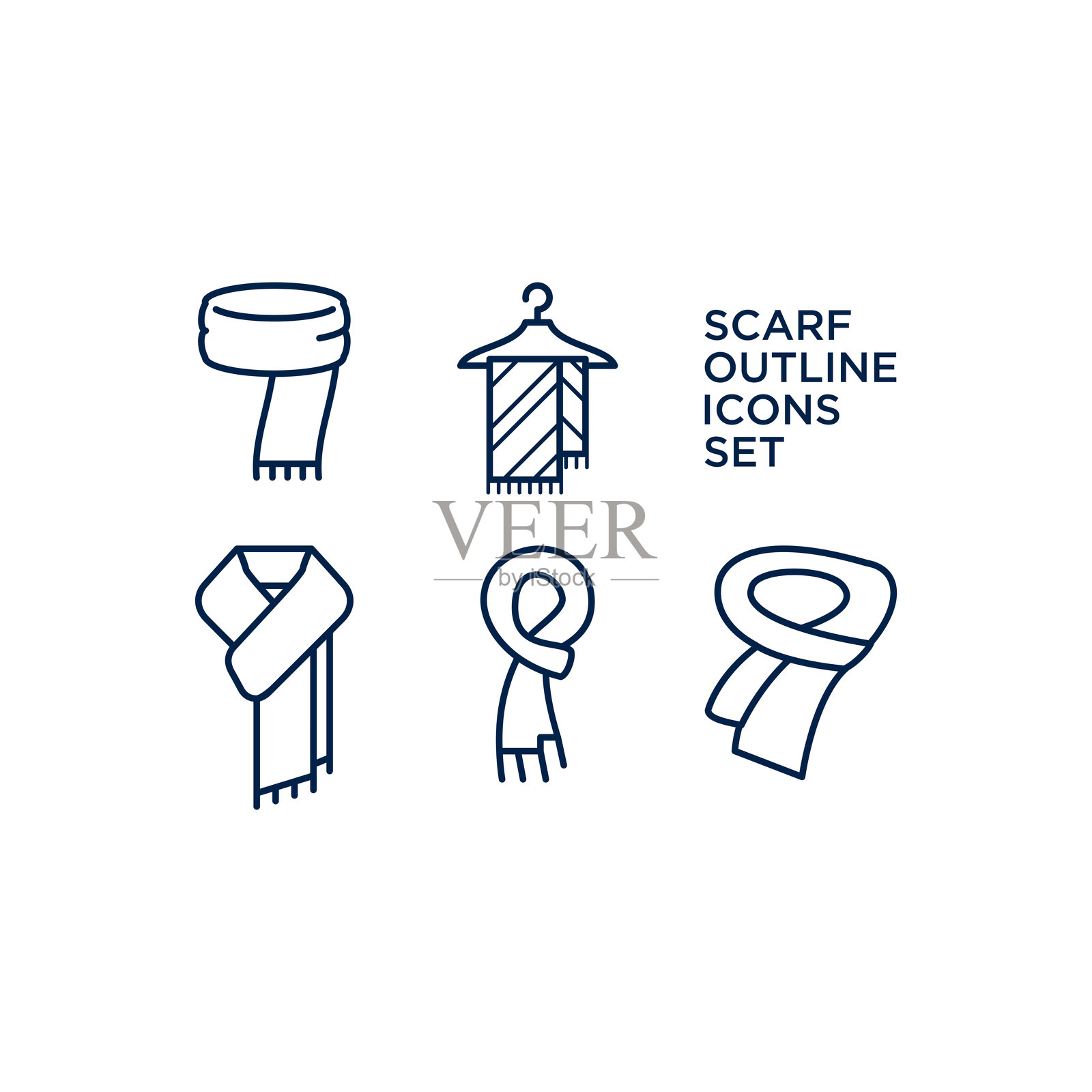 时尚围巾图标集模板设计插画图片素材