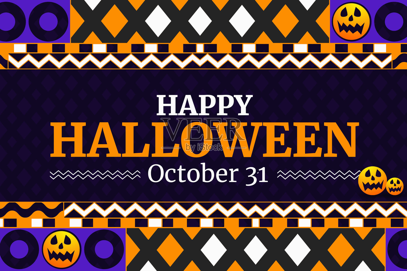 万圣节庆祝设计壁纸，配有色彩和南瓜形状的排版。万圣节节日背景。插画图片素材