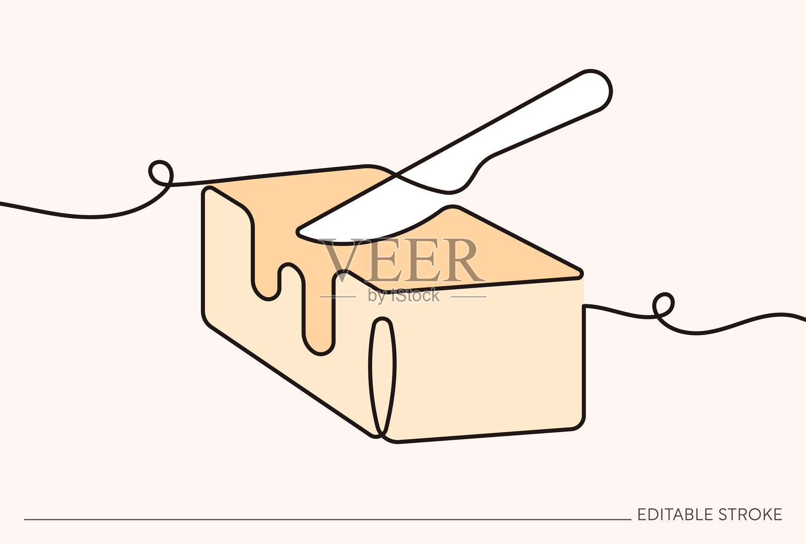 黄油连续线条艺术插图插画图片素材