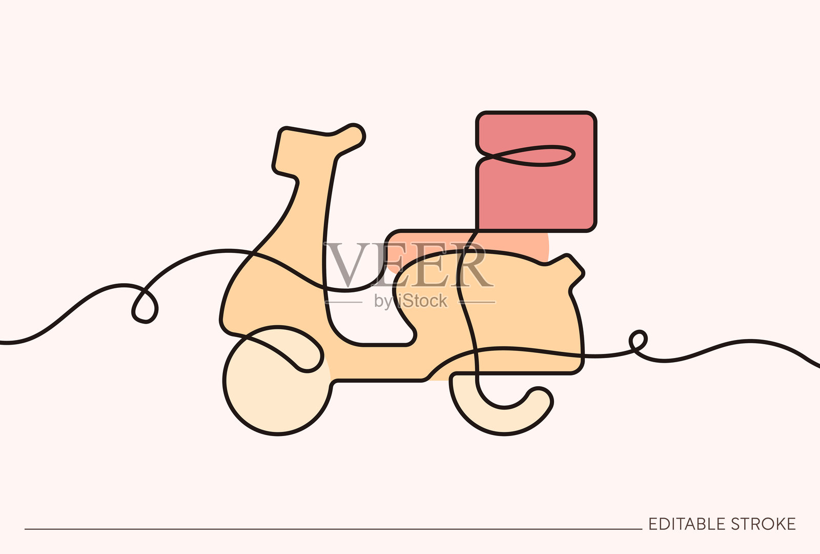 摩托车快递员连续线条艺术插图插画图片素材