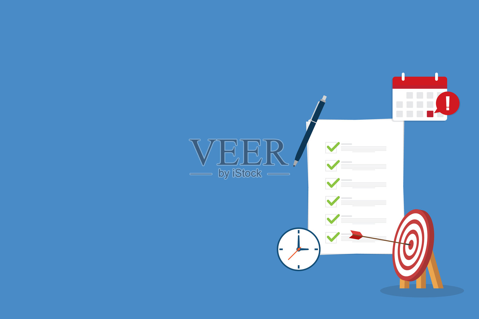 会议议程。包含活动列表和日程安排的提醒。备忘录演示插画图片素材