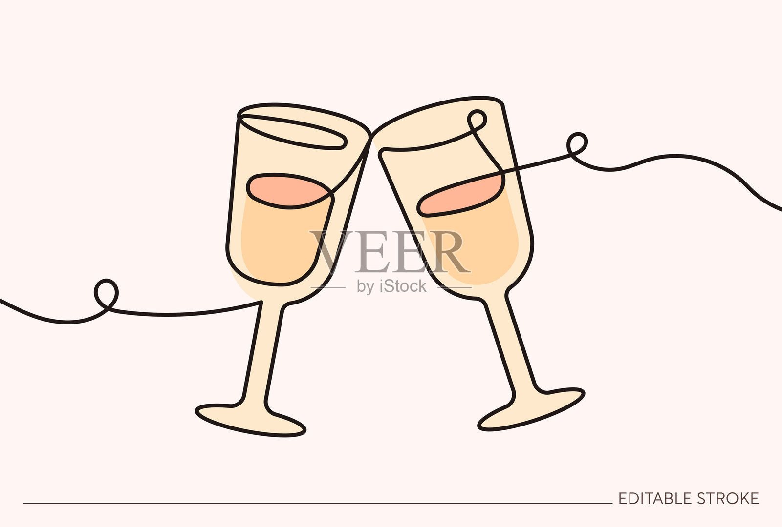 庆祝干杯的连续线条艺术插图插画图片素材