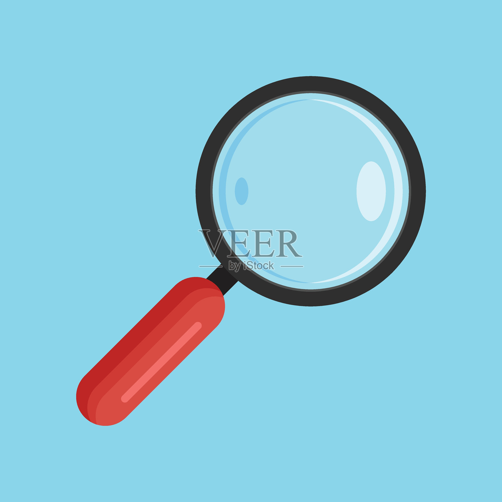 扁平风格放大镜图标：搜索业务概念插画图片素材