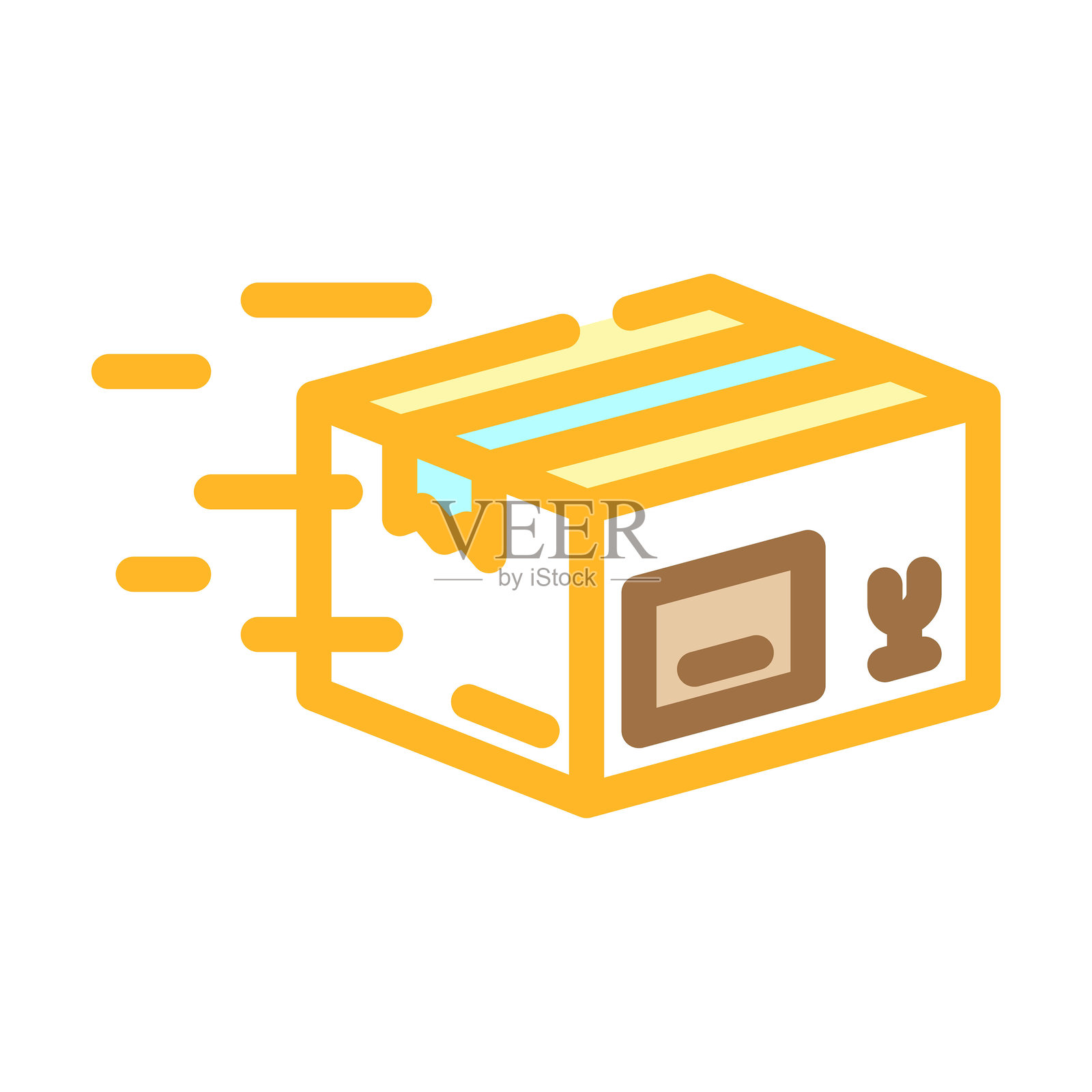 运输箱纸板包装彩色图标矢量图插画图片素材