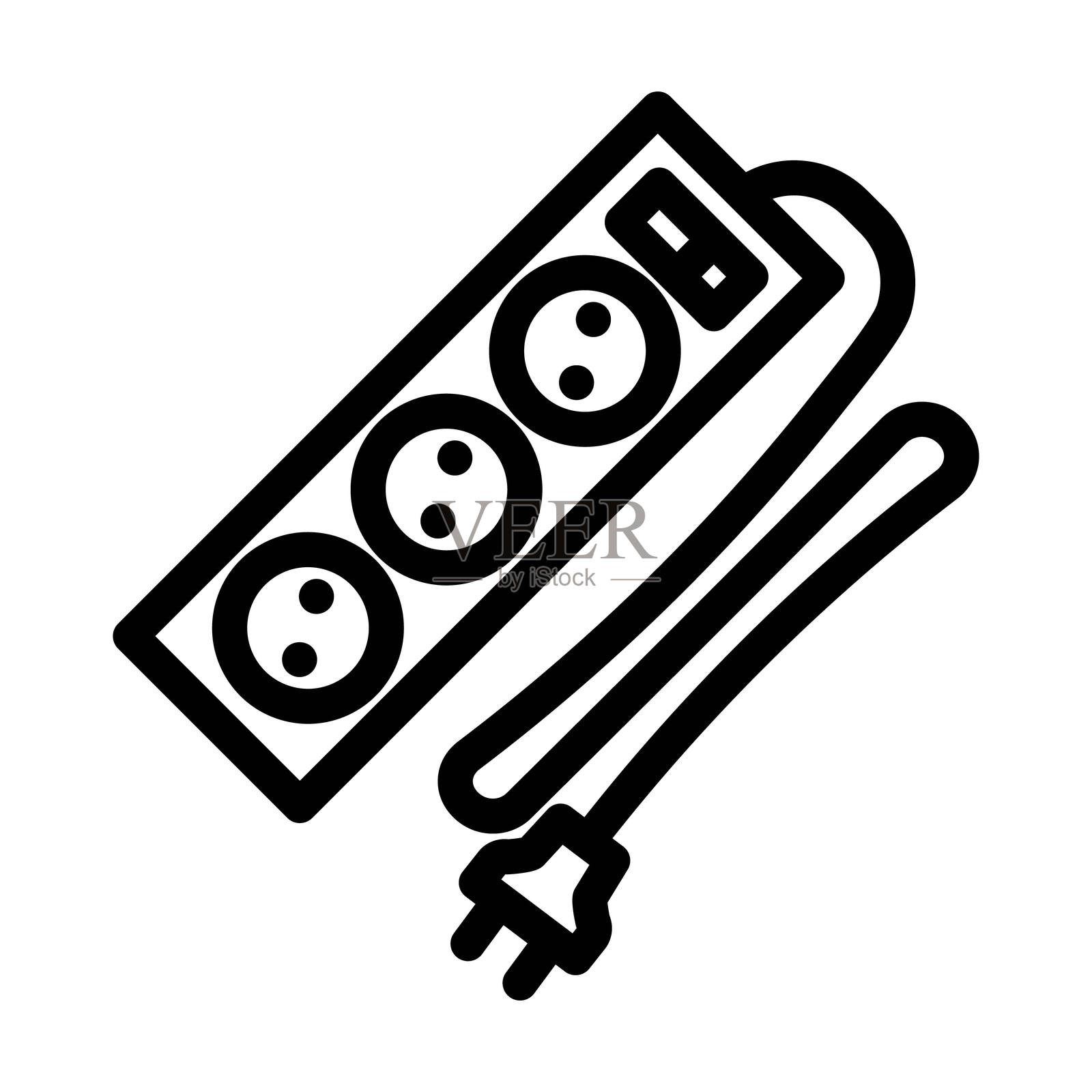 电源插线板节能线性图标矢量图插画图片素材