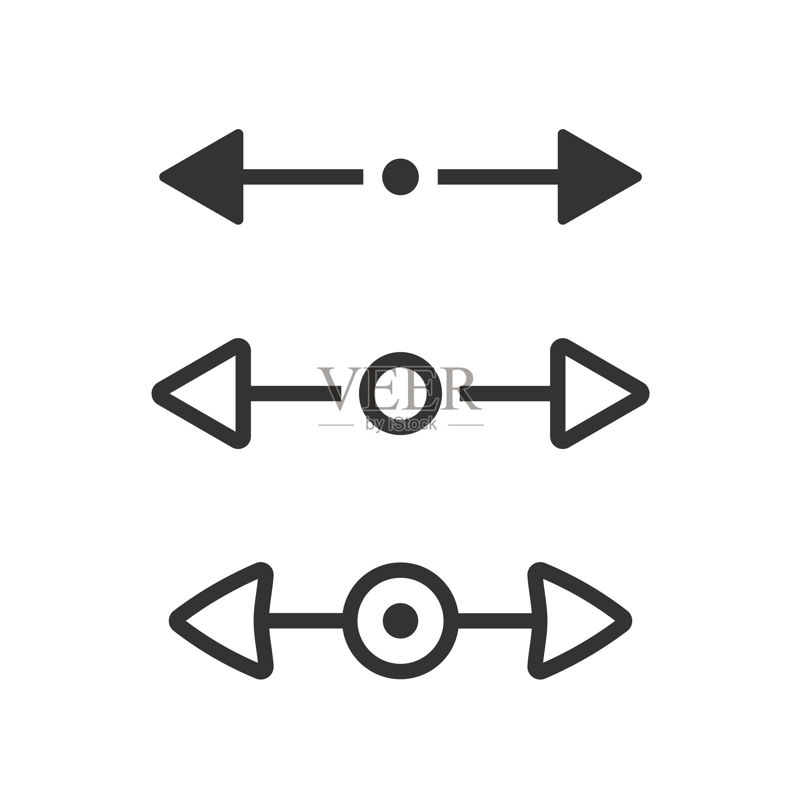 距离箭头图标集，孤立的矢量插图。插画图片素材