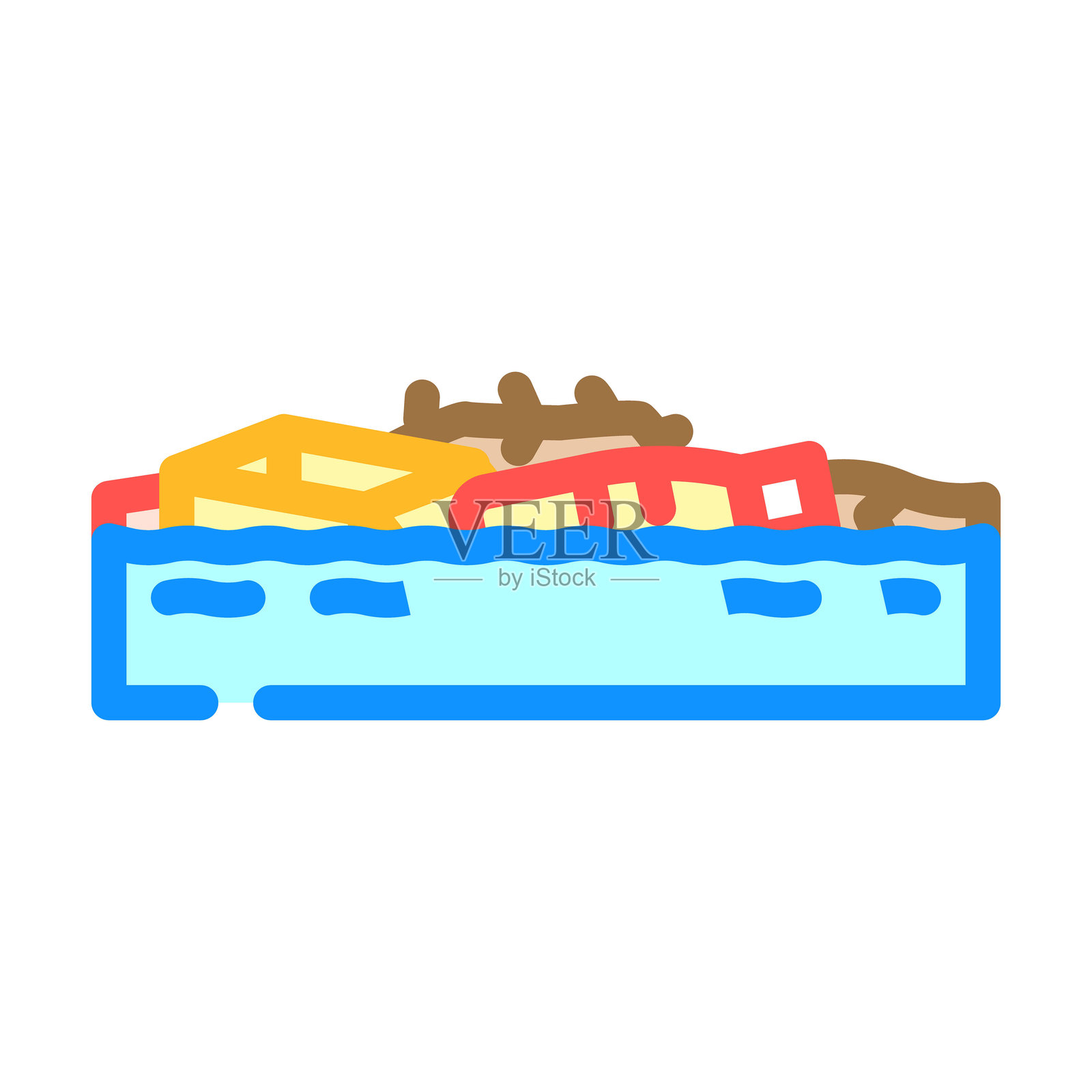 洪水碎片彩色图标矢量图插画图片素材