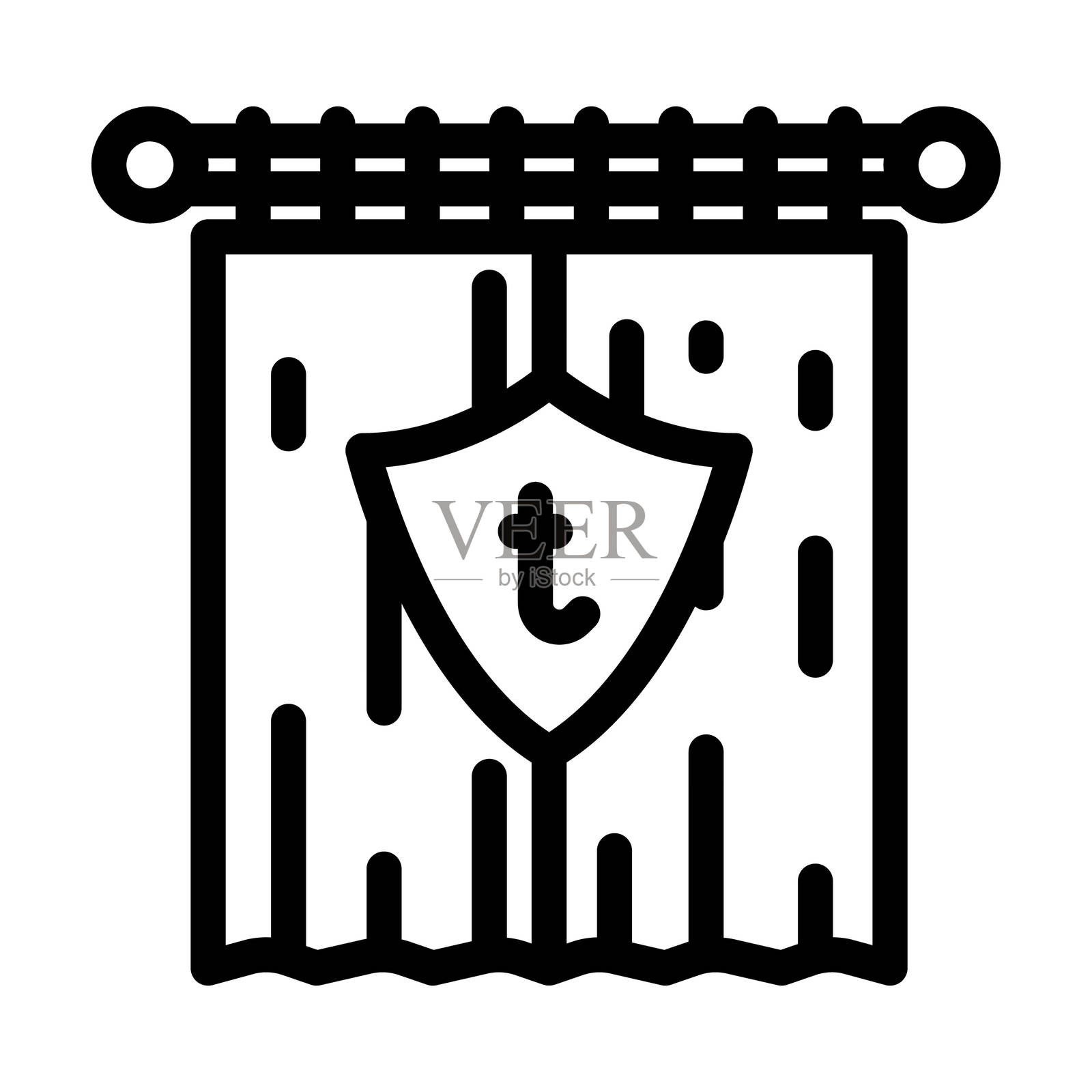 节能隔热窗帘线性图标矢量图插画图片素材