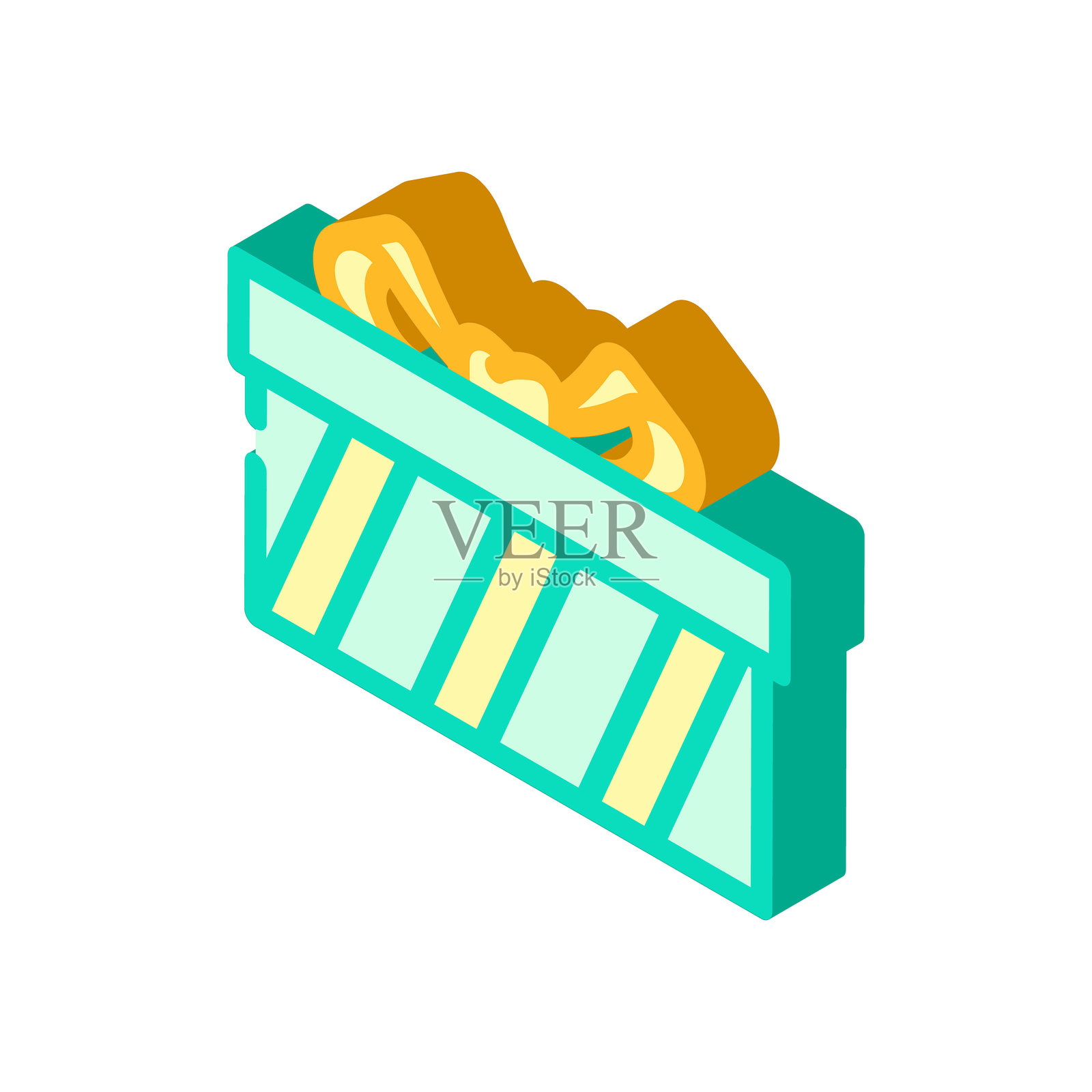 礼品盒纸板包装2.5D图标矢量图插画图片素材
