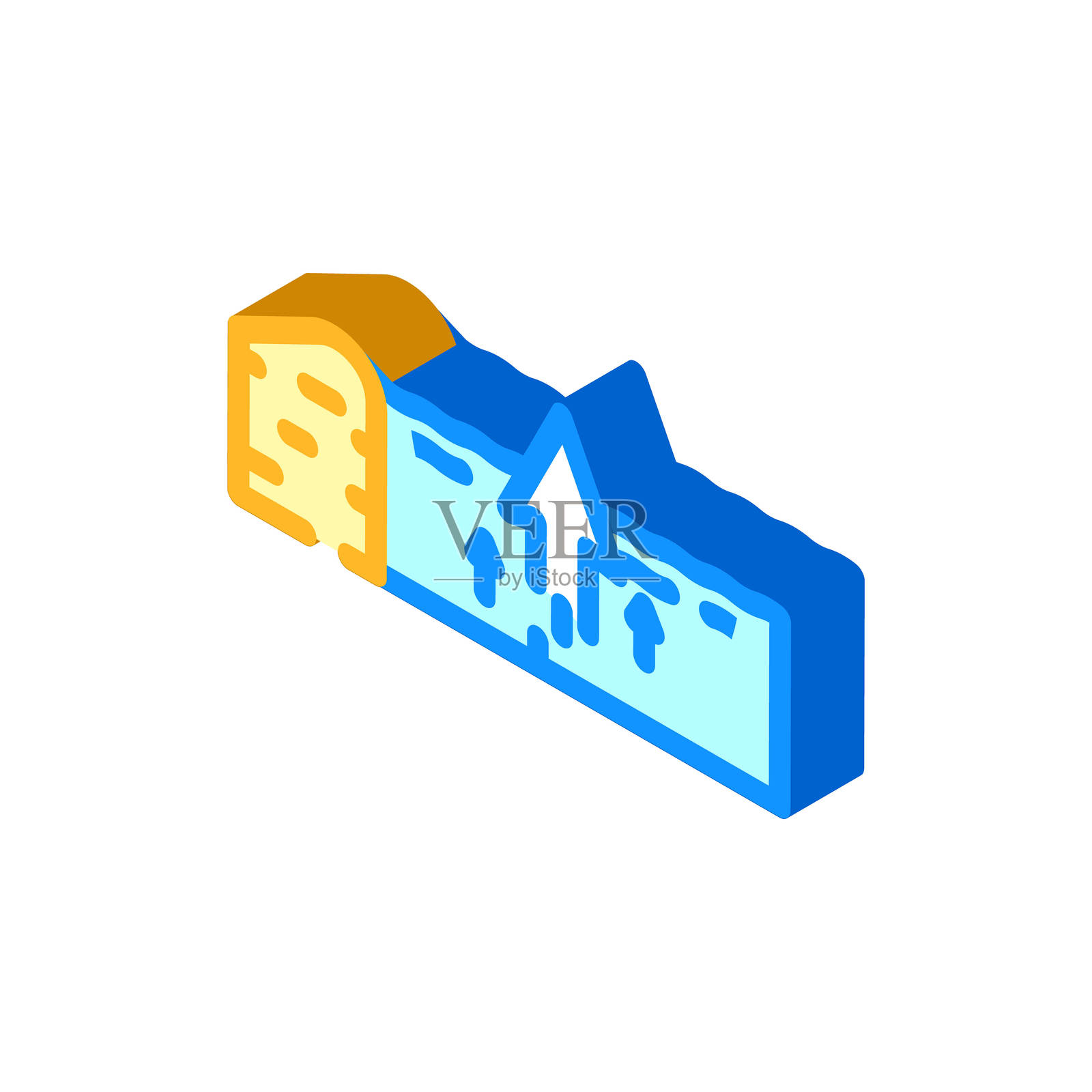 水灾上涨2.5D等距图标矢量图插画图片素材