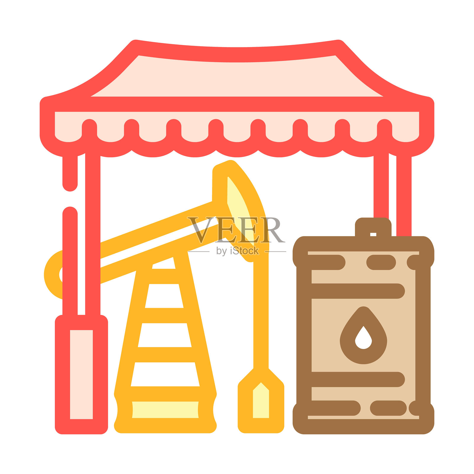 市场石油工业彩色图标矢量图插画图片素材