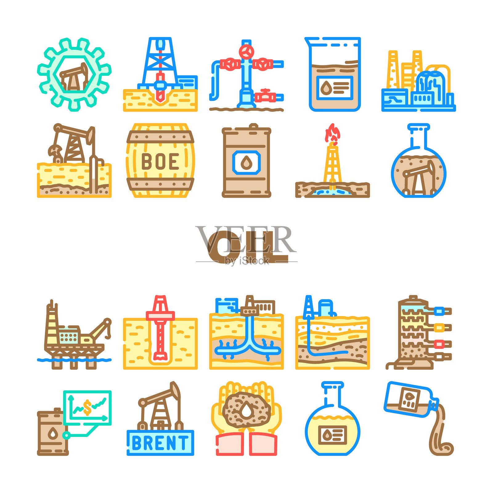 石油工业炼油厂图标矢量图插画图片素材