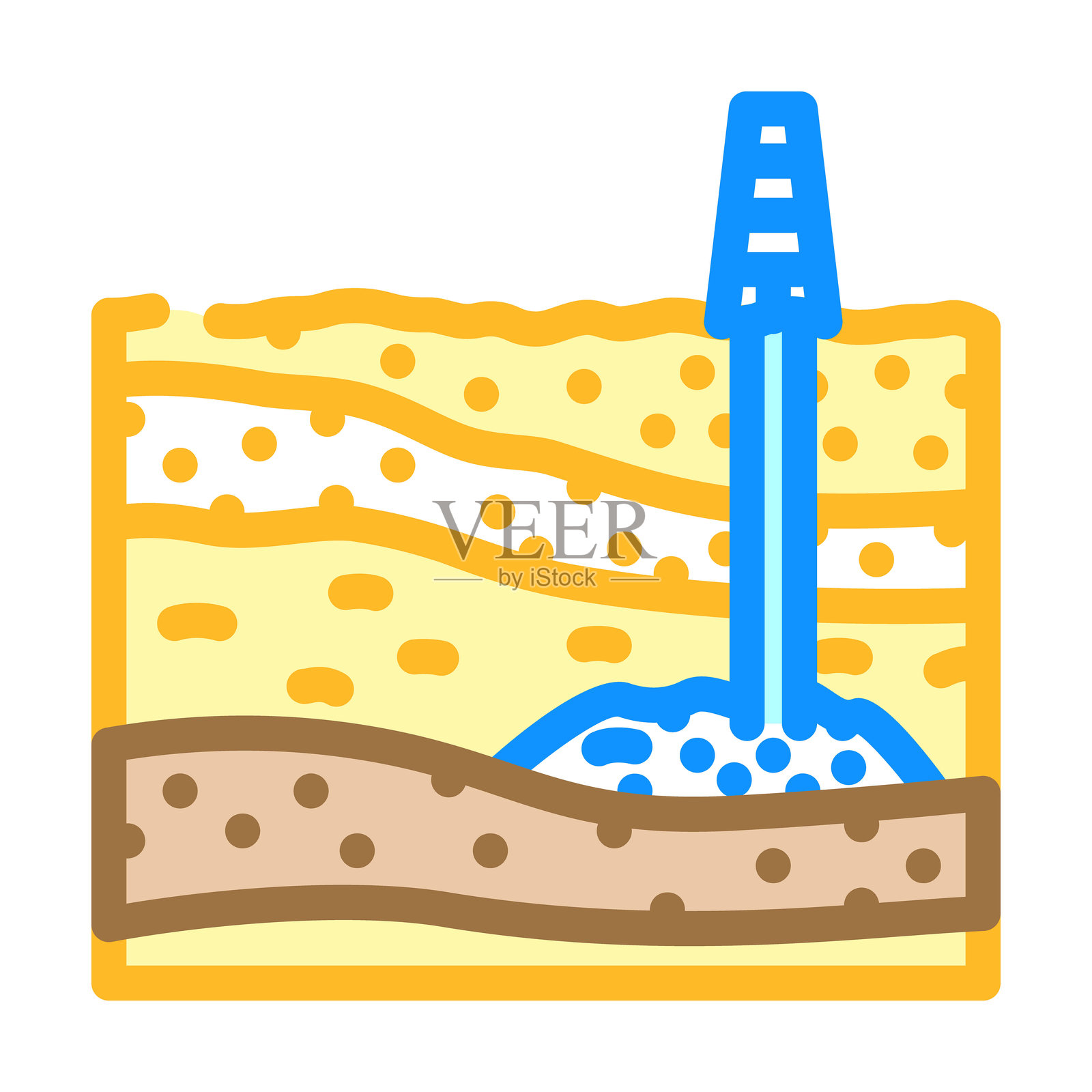 页岩气石油工业彩色图标矢量图插画图片素材