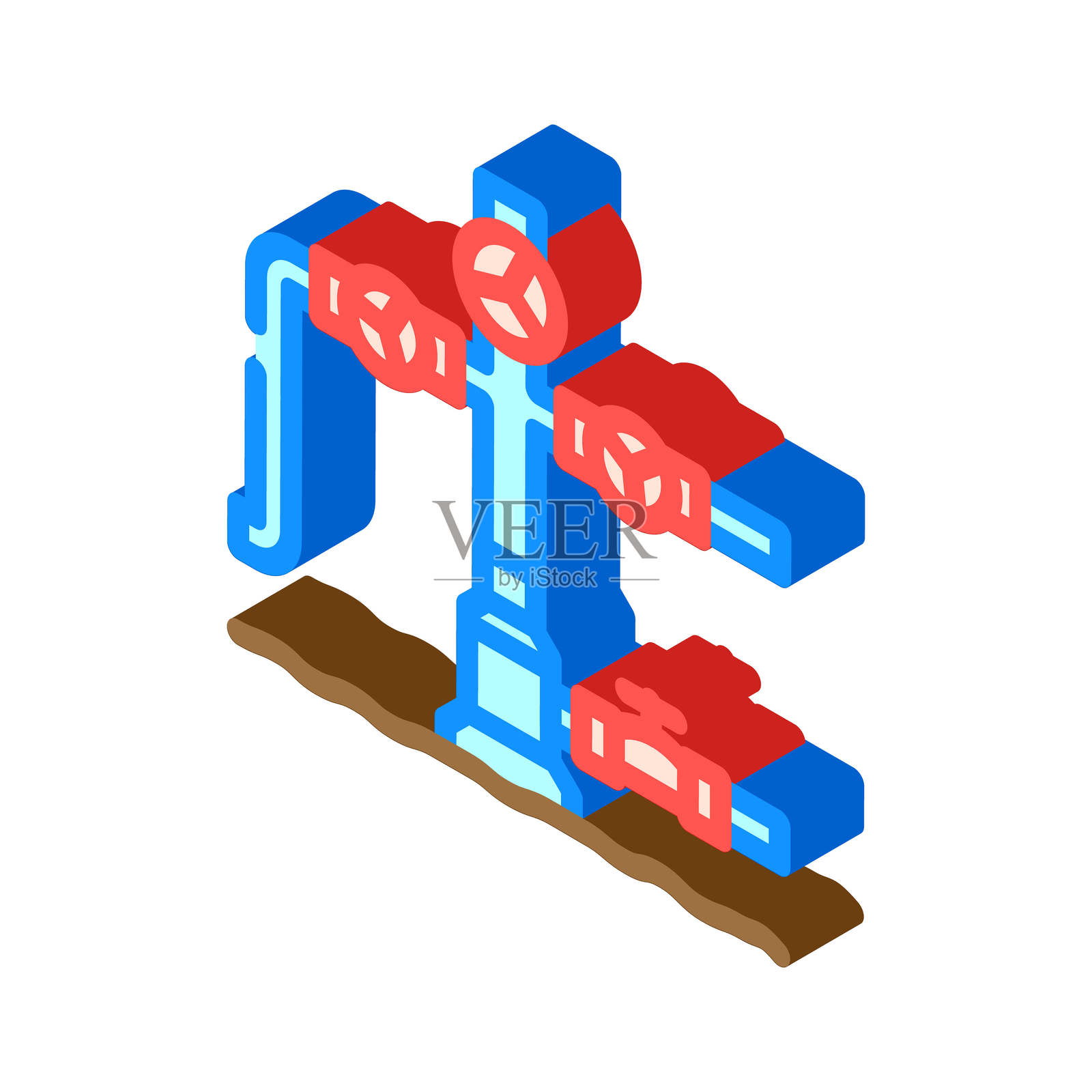 石油工业井口2.5D矢量插画插画图片素材