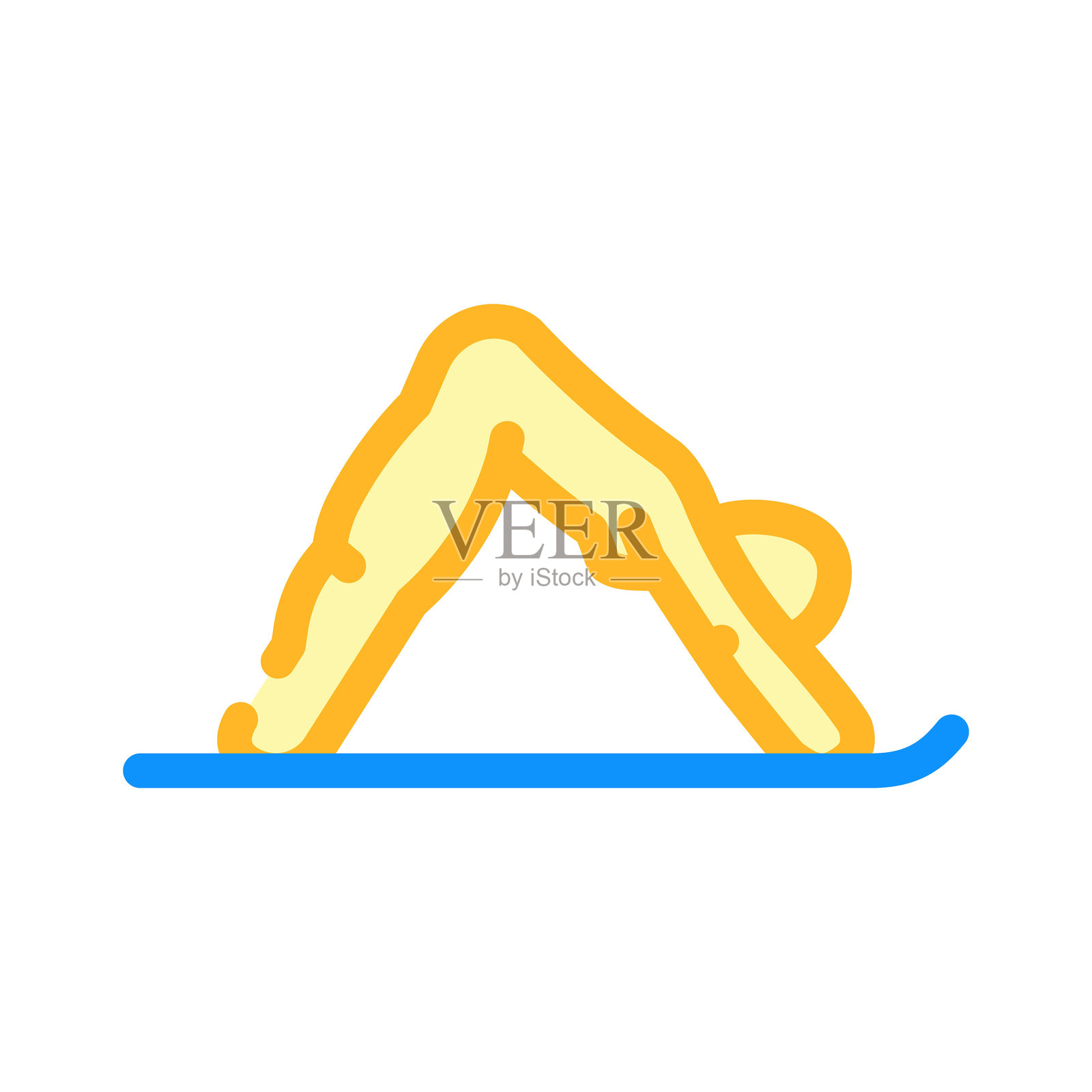 向下犬式（Adho Mukha Svanasana）彩色图标矢量插图插画图片素材