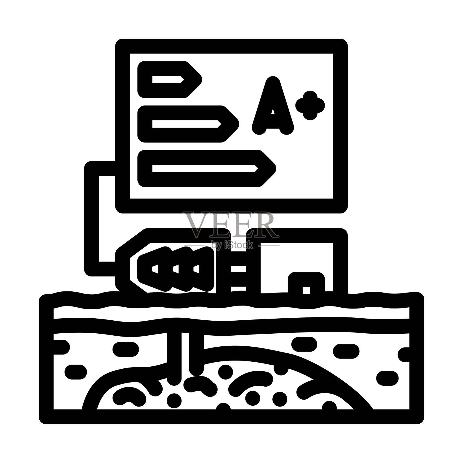 节能地热线性图标矢量插画插画图片素材