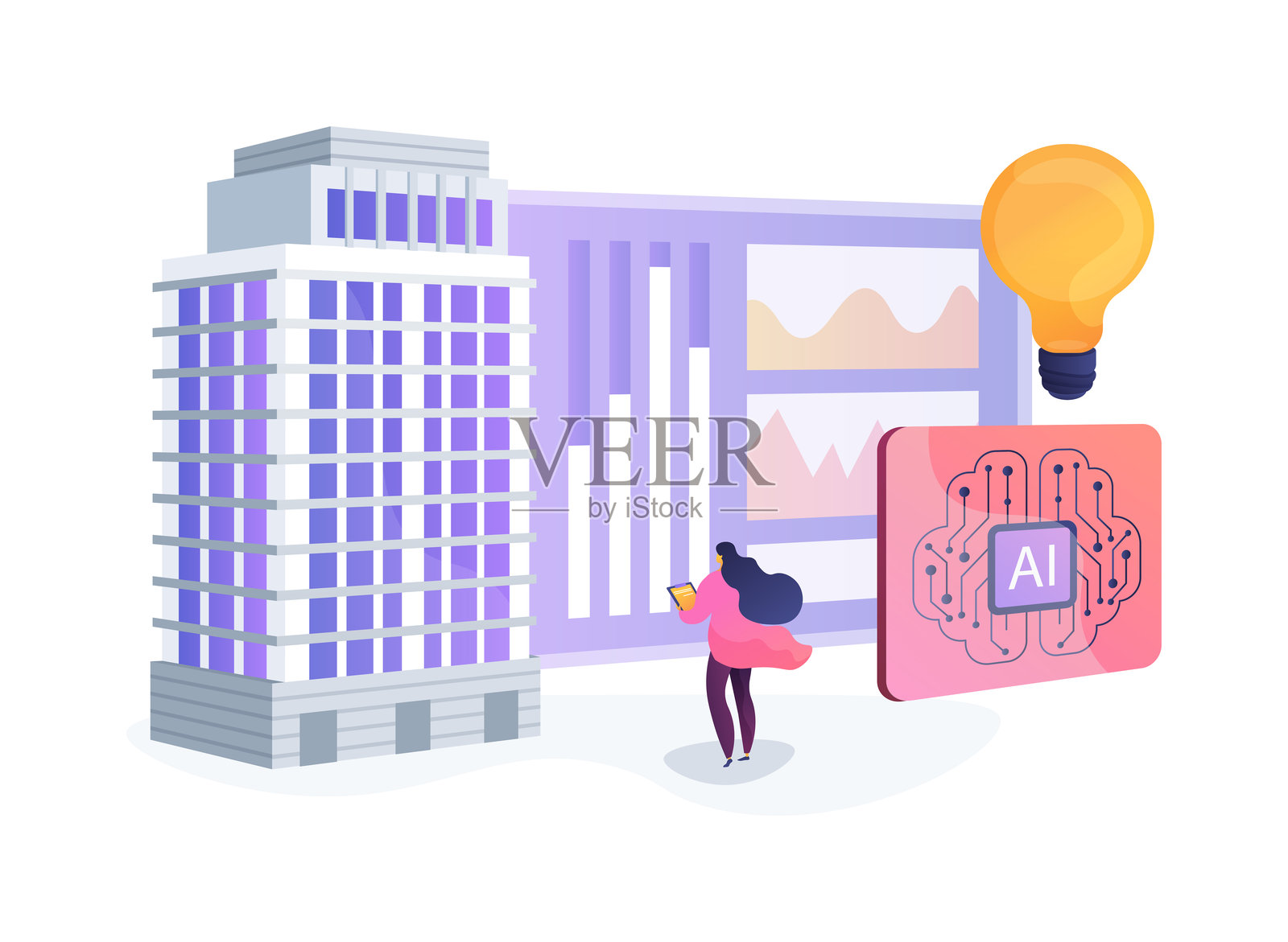 AI优化的建筑能源管理抽象概念矢量图插画图片素材