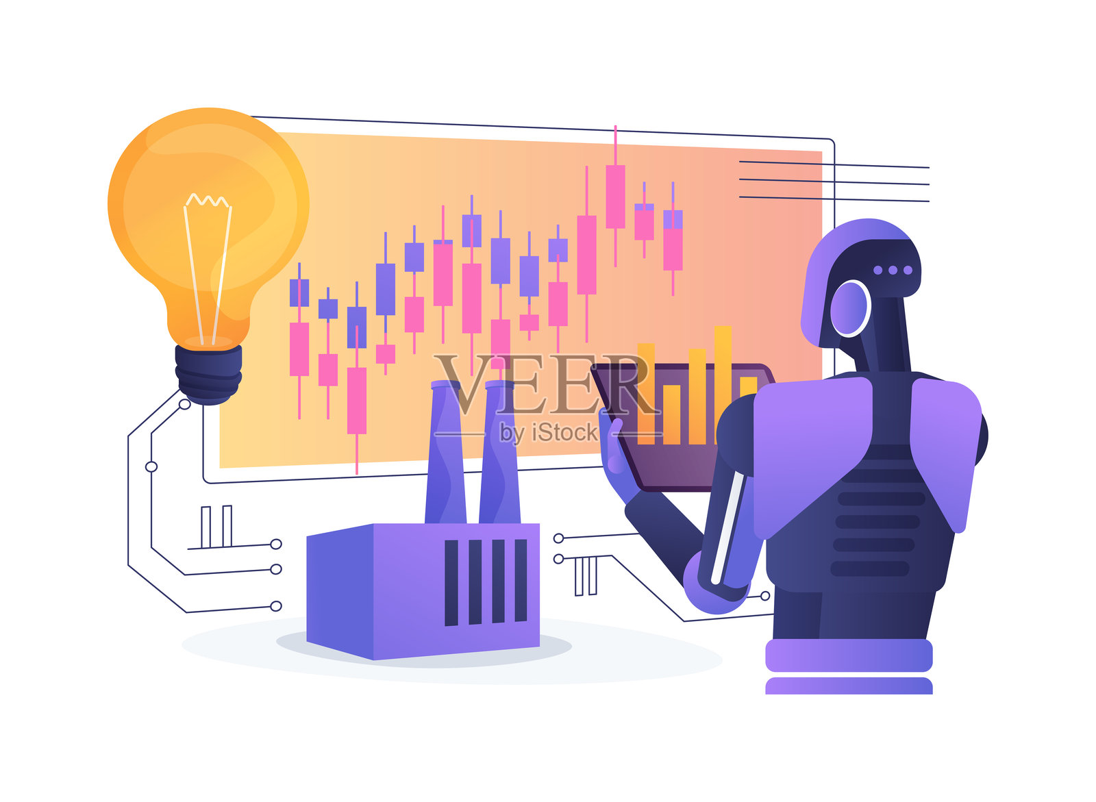 AI简化能源交易抽象概念矢量图插画图片素材