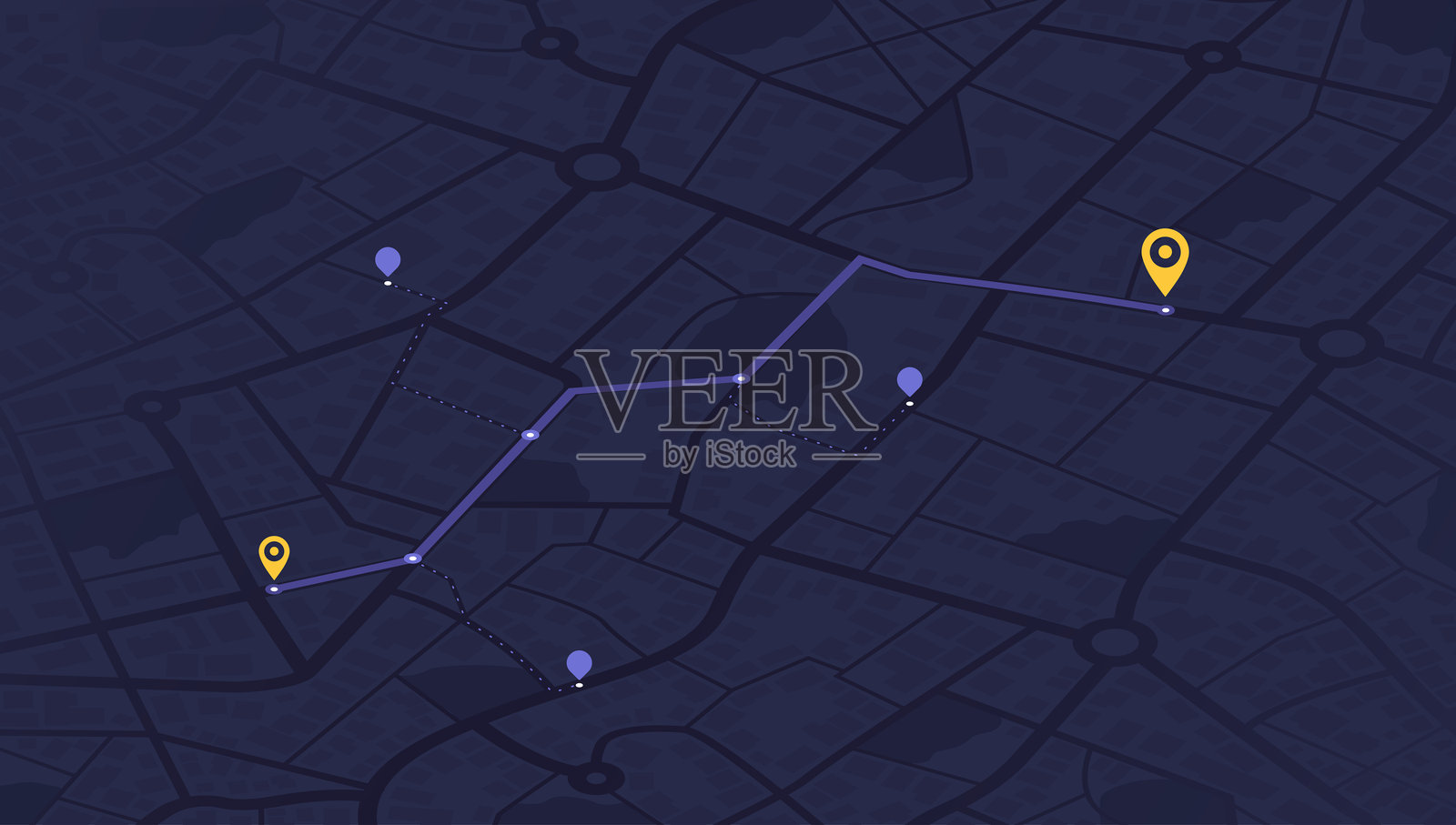 旅行概念。地理定位和抽象的GPS导航，在线导航地图指针，带有地图导航的地点标记。使用应用程序跟踪路径。矢量插图插画图片素材