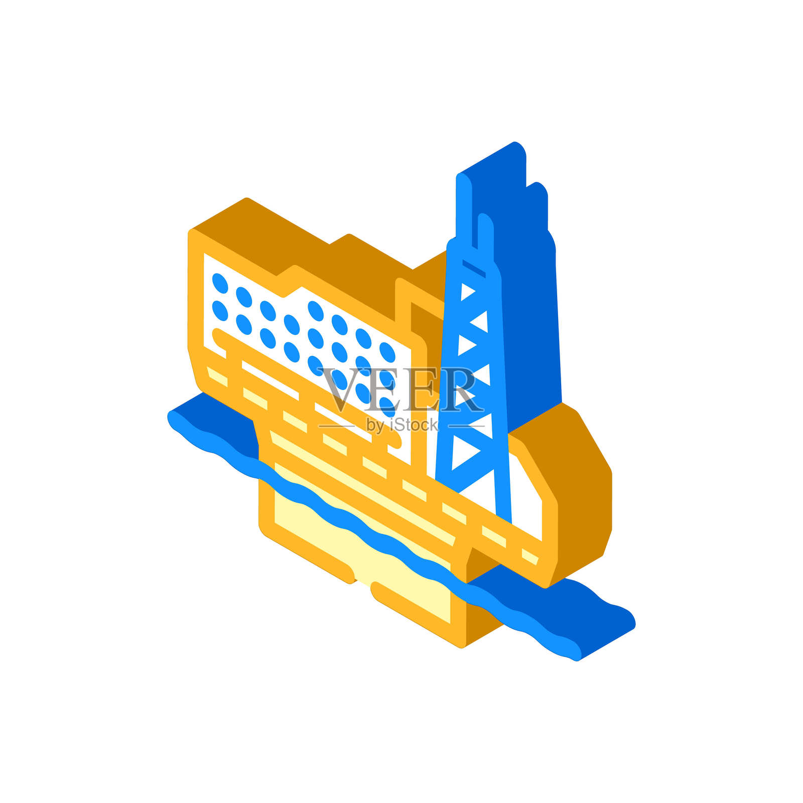 石油工业平台2.5D图标矢量图插画图片素材
