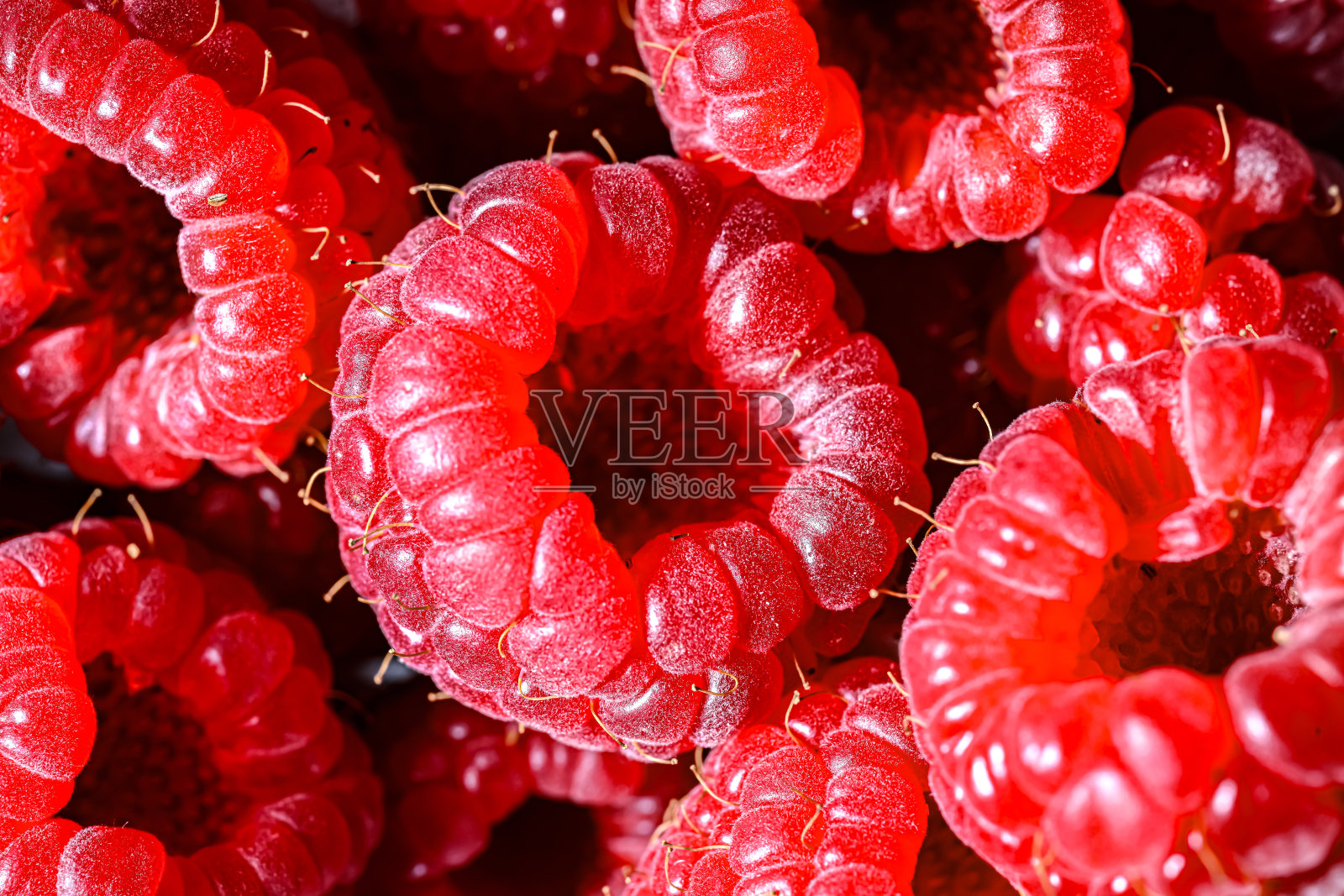 新鲜覆盆子的特写镜头照片摄影图片