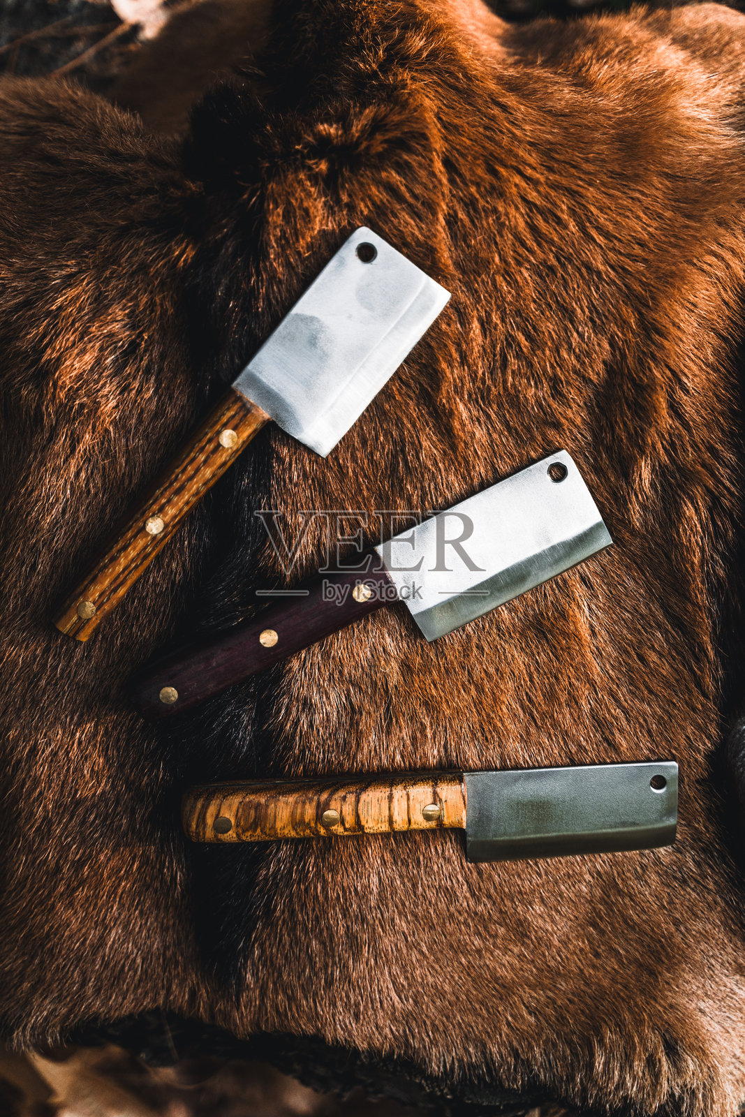 毛皮上的迷你切刀特写照片摄影图片